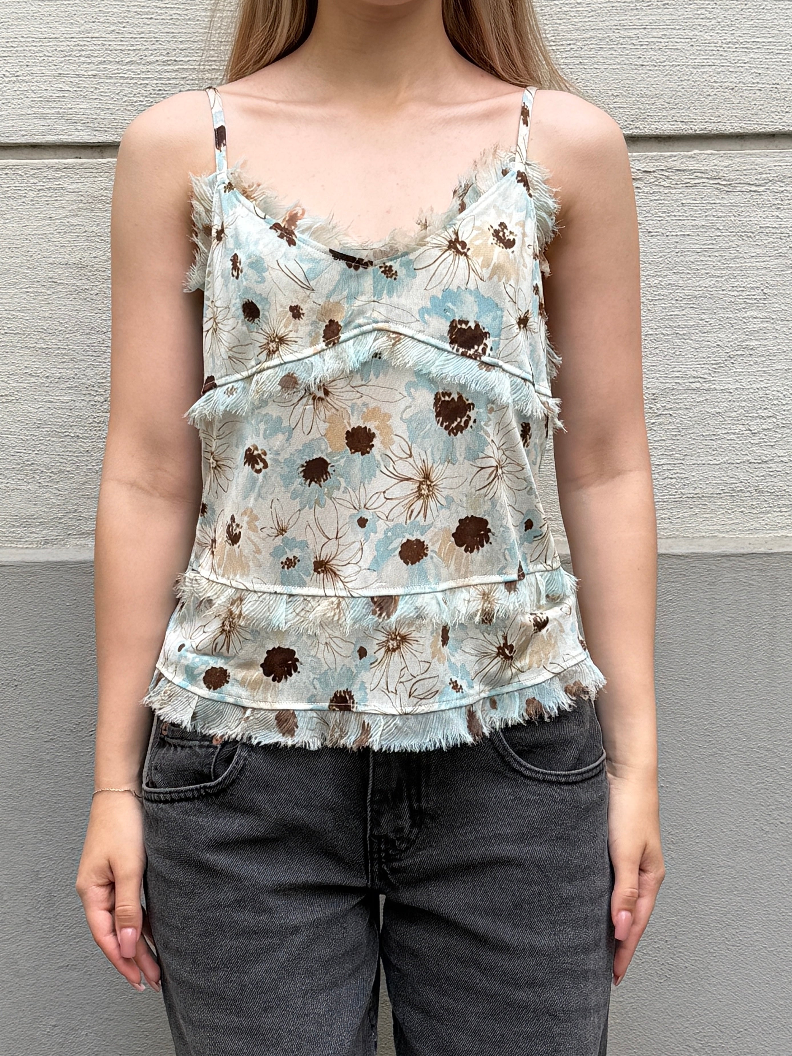 Vintage Silk Mesh Y2K Tank Top S/Petite