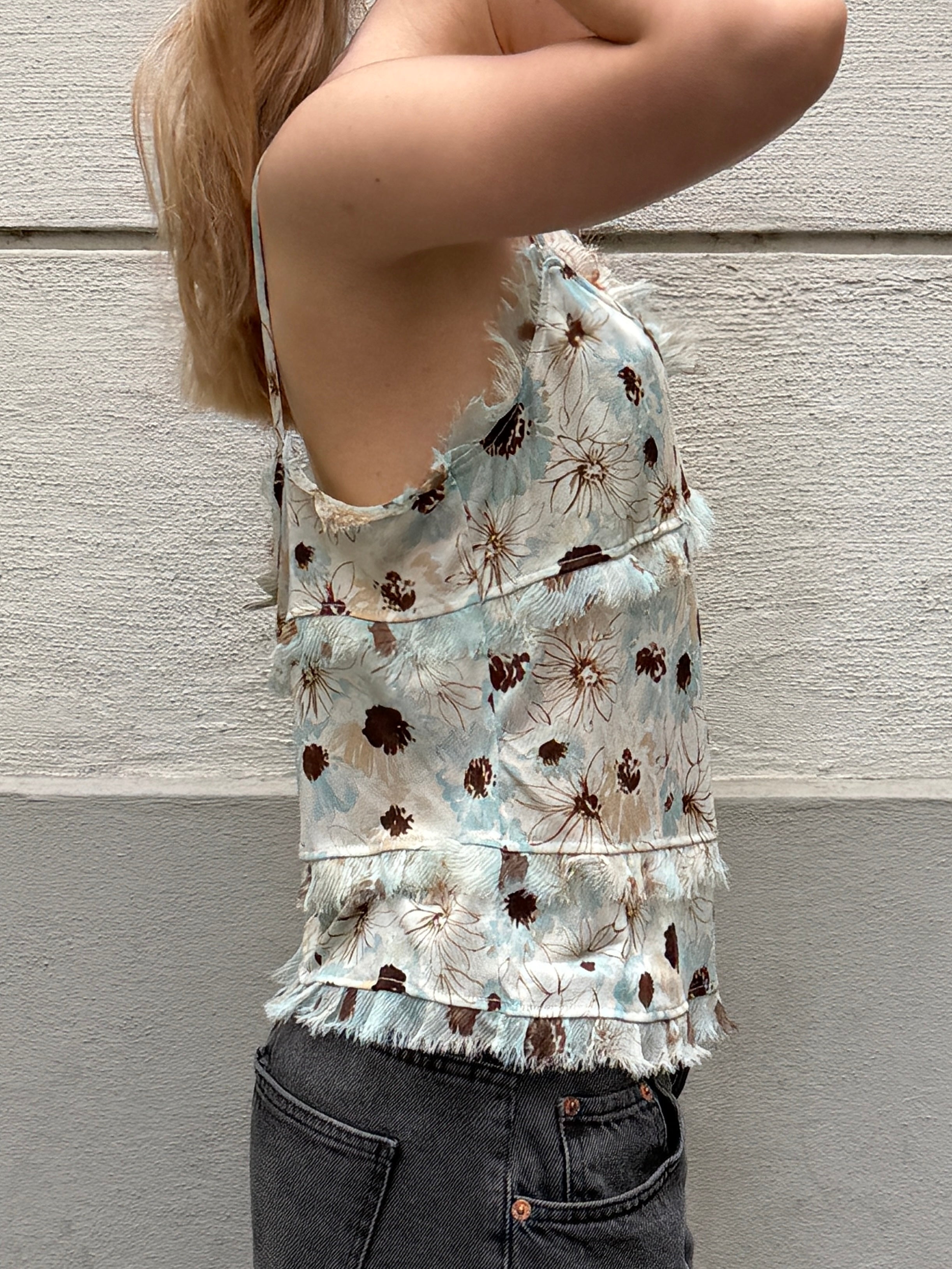 Vintage Silk Mesh Y2K Tank Top S/Petite
