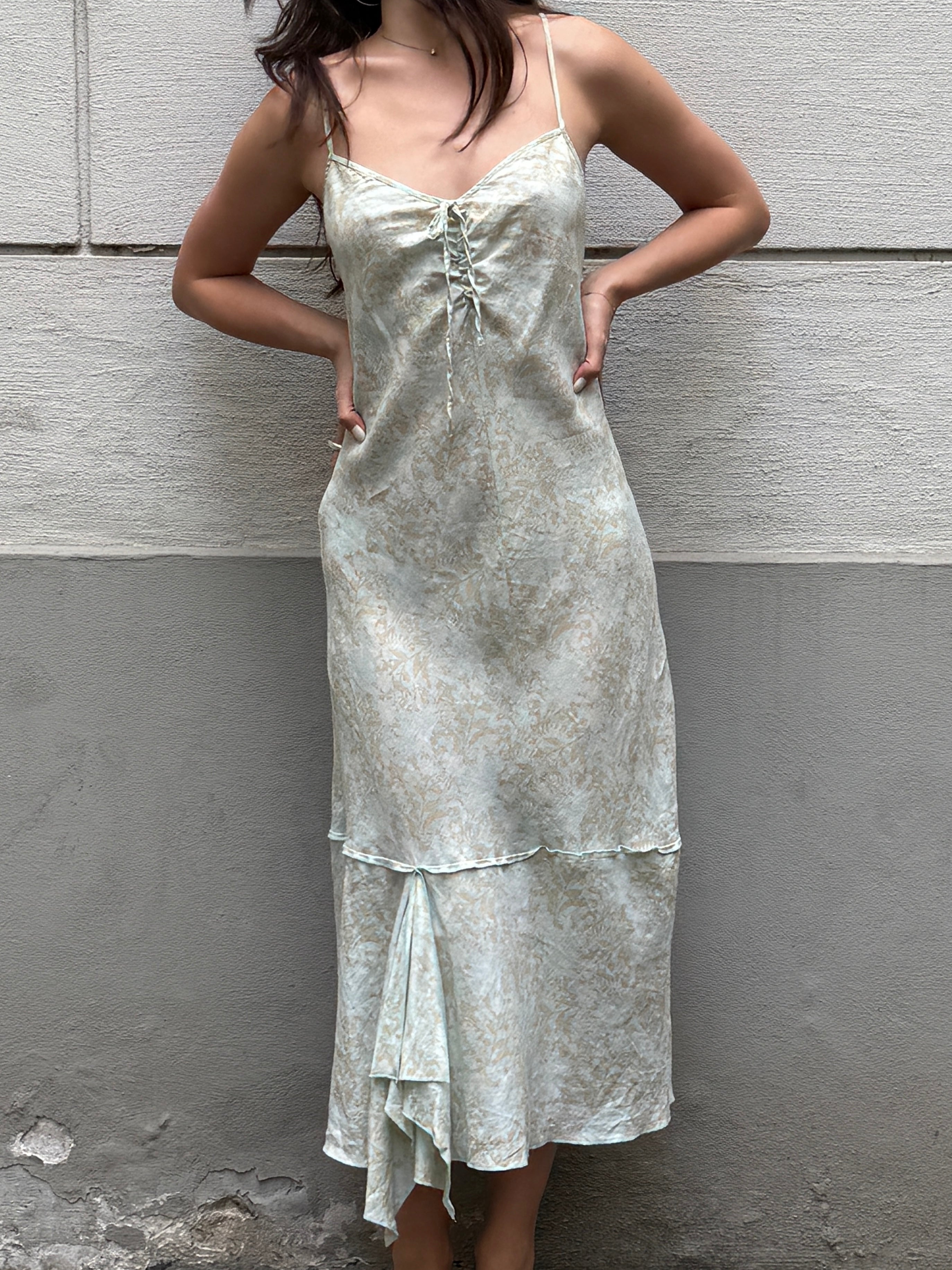 Sisley 100% Linen Pastel Midi Dress S/M