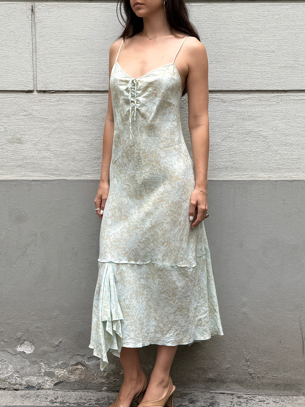 Sisley 100% Linen Pastel Midi Dress S/M