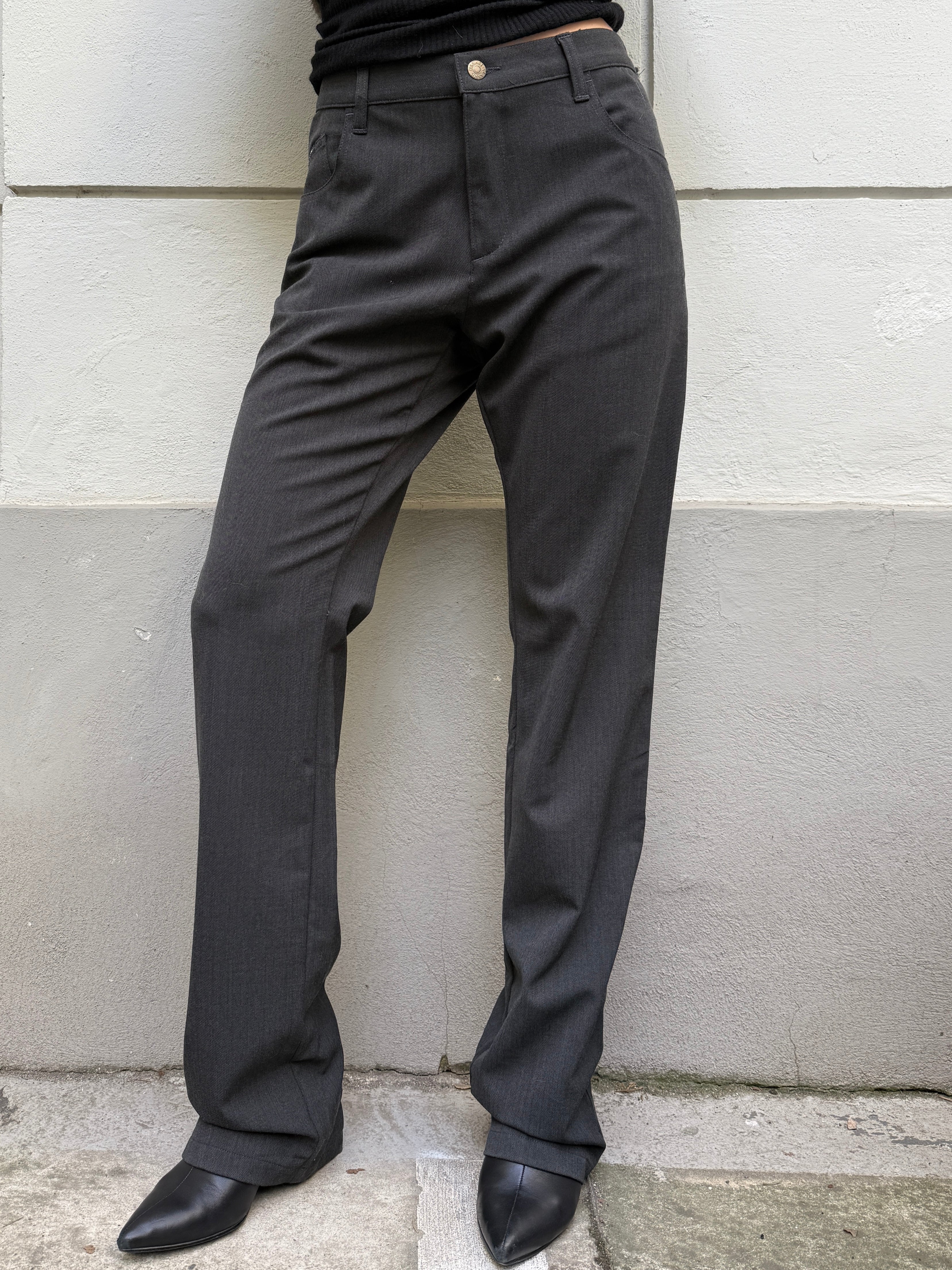 Vintage Versace Gray Wool Blend Straight Leg Trousers M/L