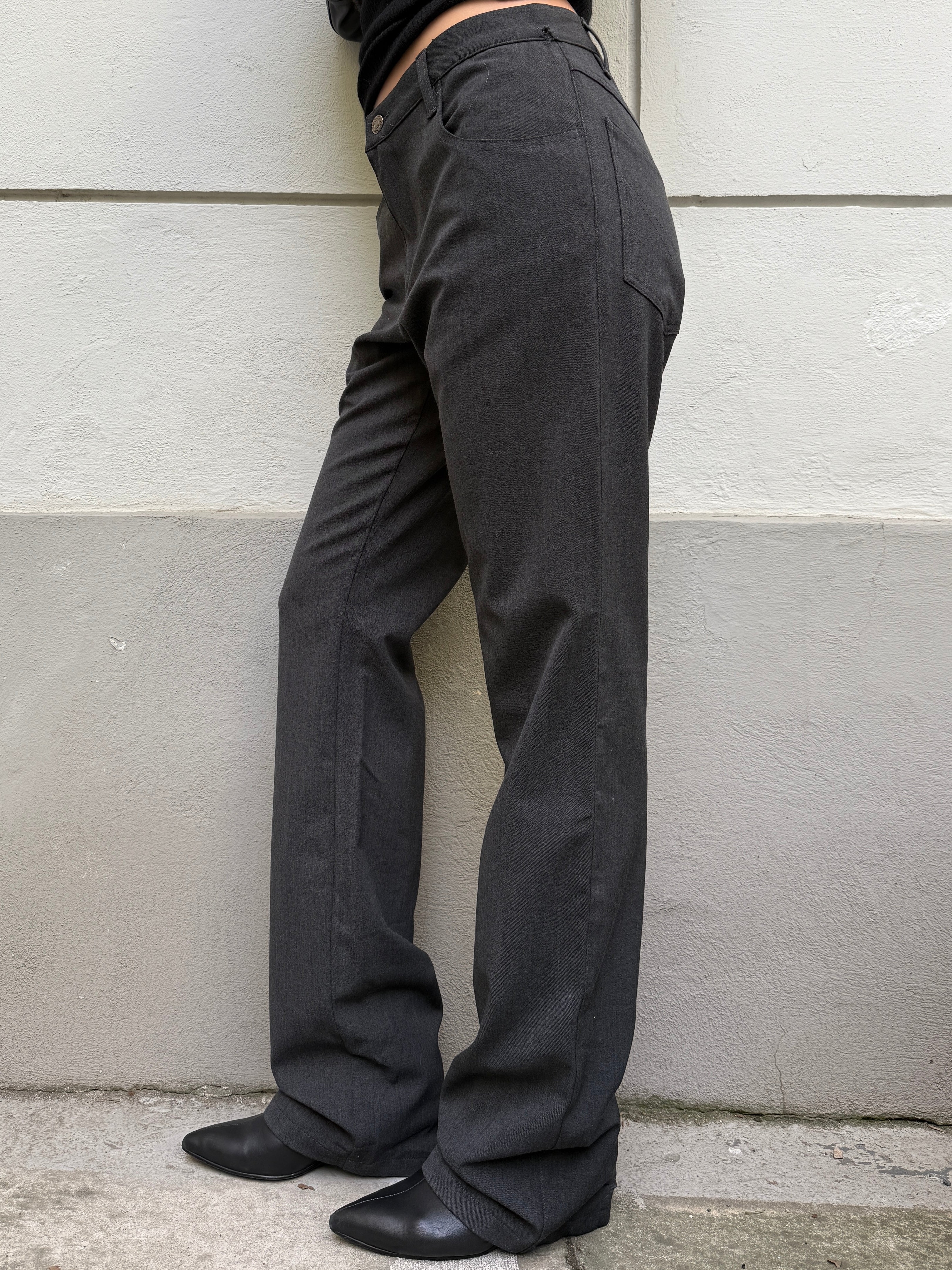 Vintage Versace Gray Wool Blend Straight Leg Trousers M/L