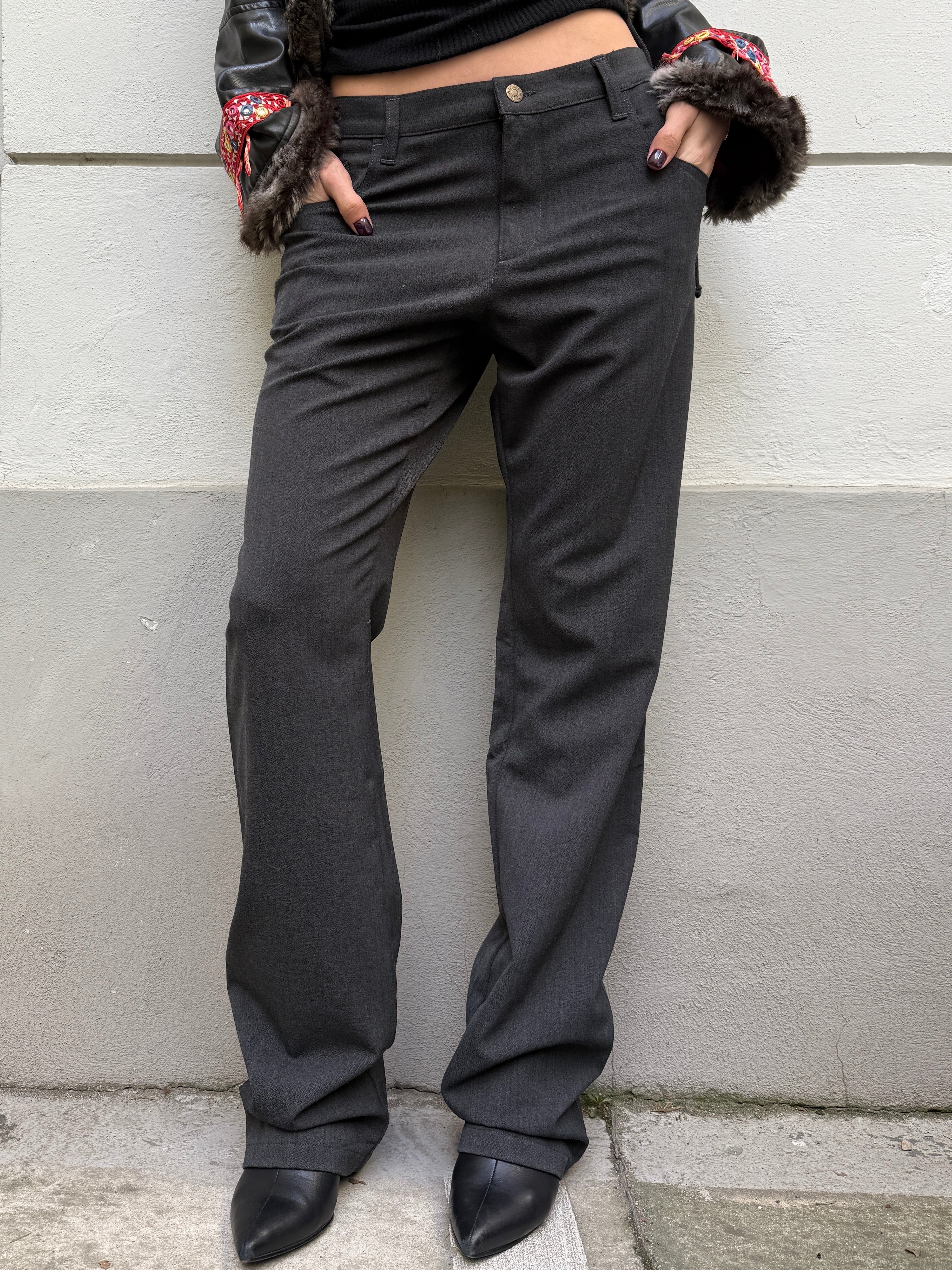 Vintage Versace Gray Wool Blend Straight Leg Trousers M/L