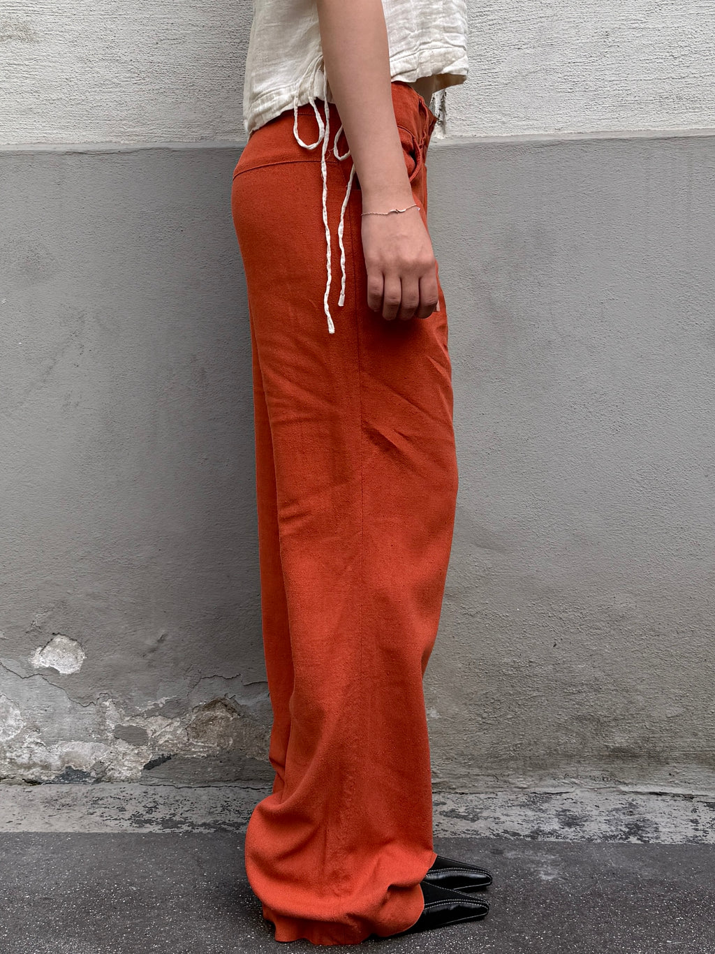 Vintage 100% Linen Orange Straight Leg Trousers XS/S