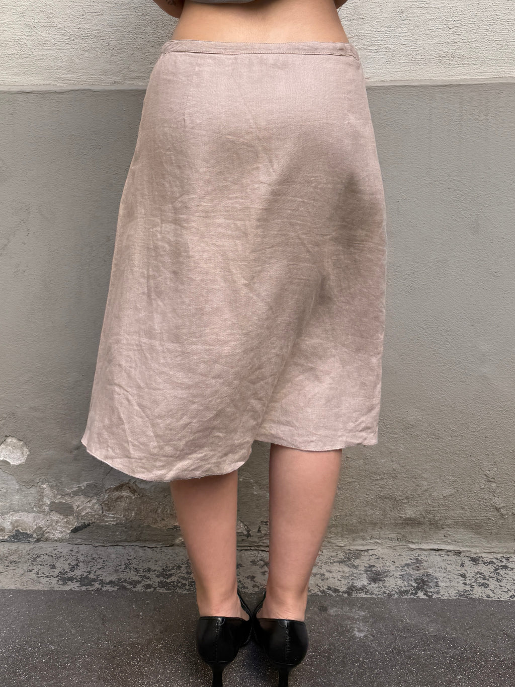 Vintage 100% Linen Knee Length Skirt S