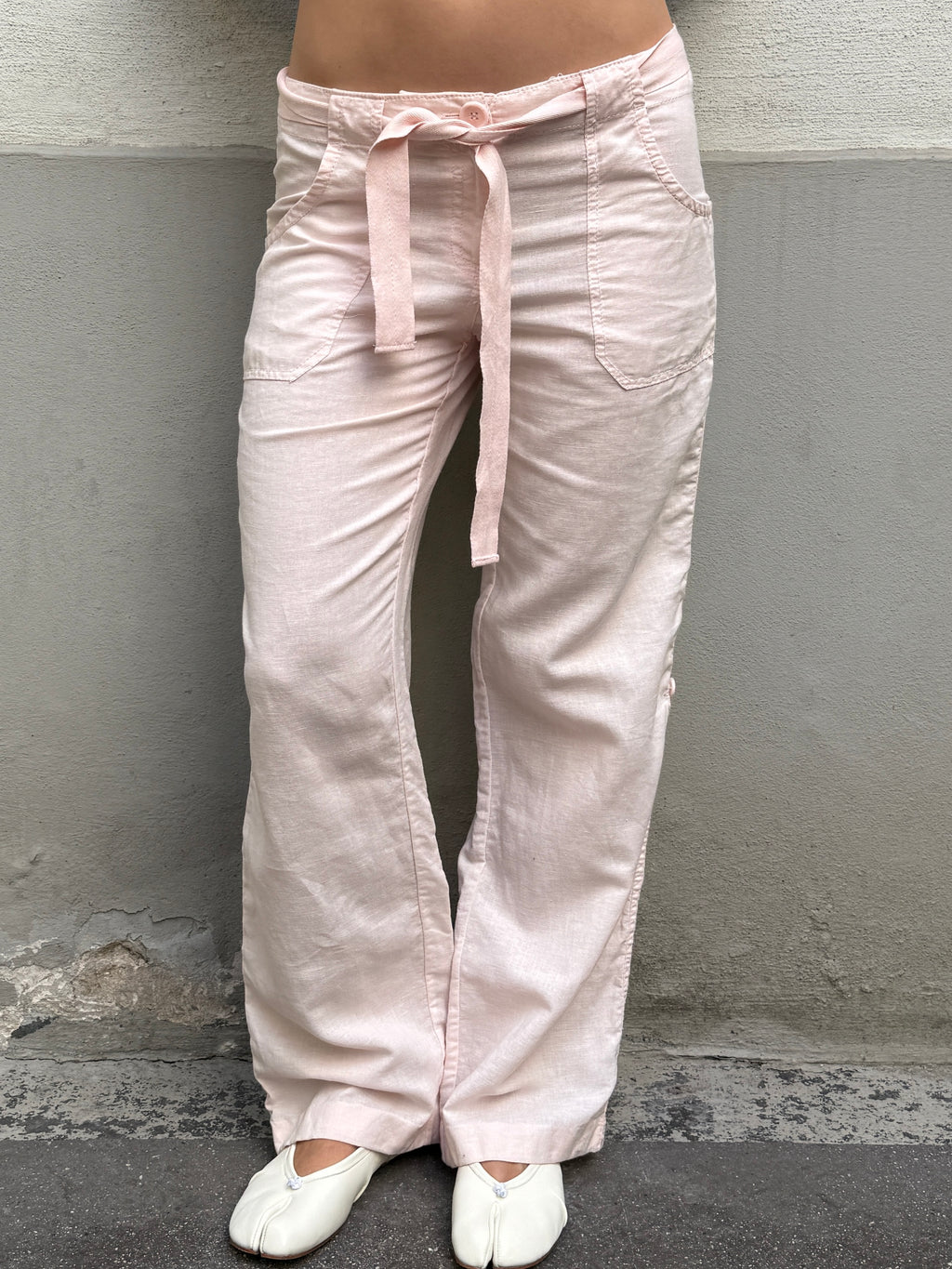 Vintage Linen Light Baby Pink Trousers M/EU 38