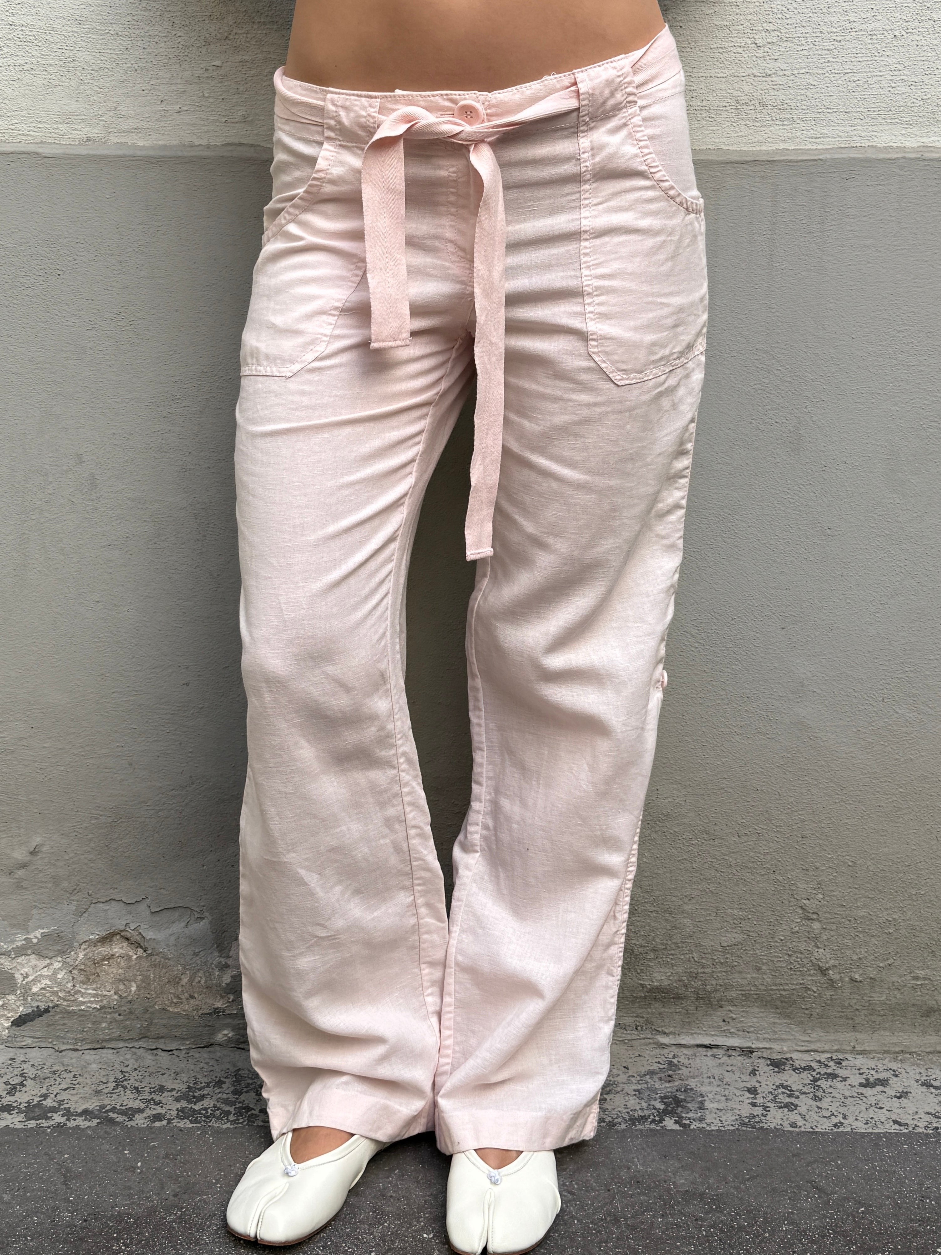 Vintage Linen Light Baby Pink Trousers M/EU 38