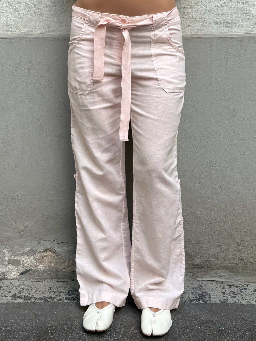 Vintage Linen Light Baby Pink Trousers M/EU 38
