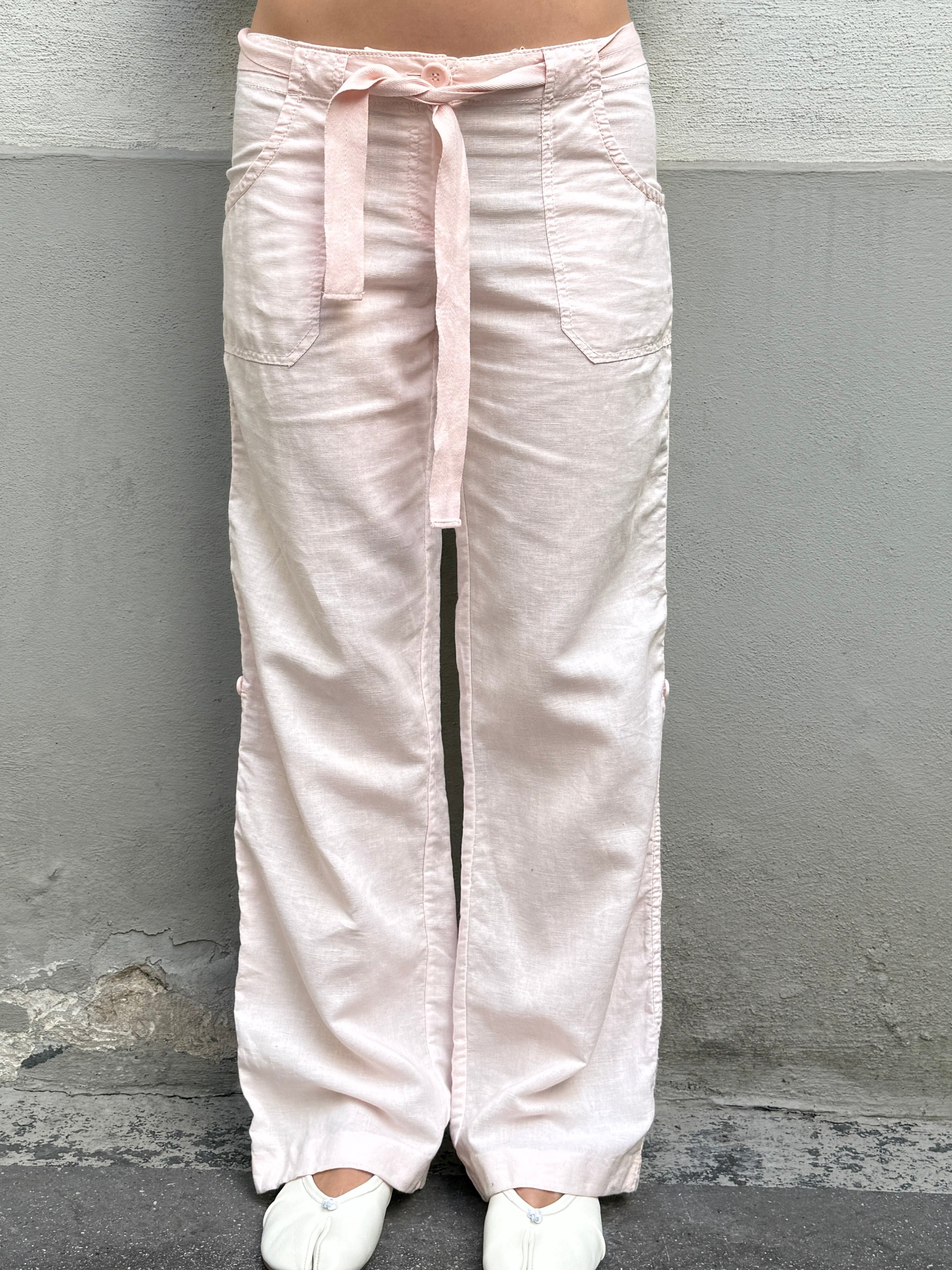 Vintage Linen Light Baby Pink Trousers M/EU 38