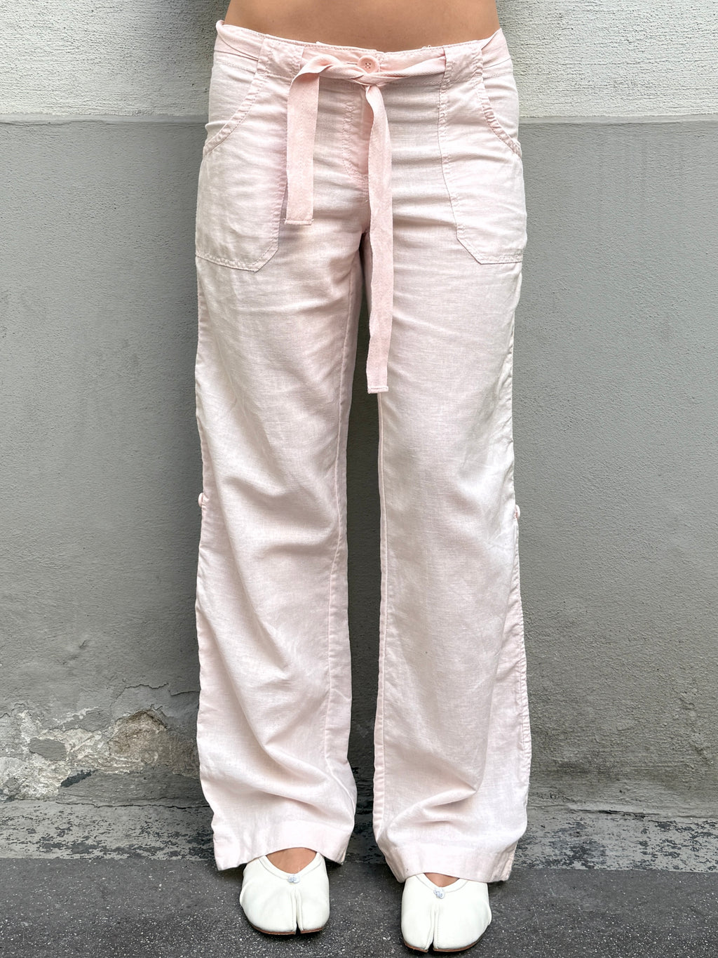 Vintage Linen Light Baby Pink Trousers M/EU 38