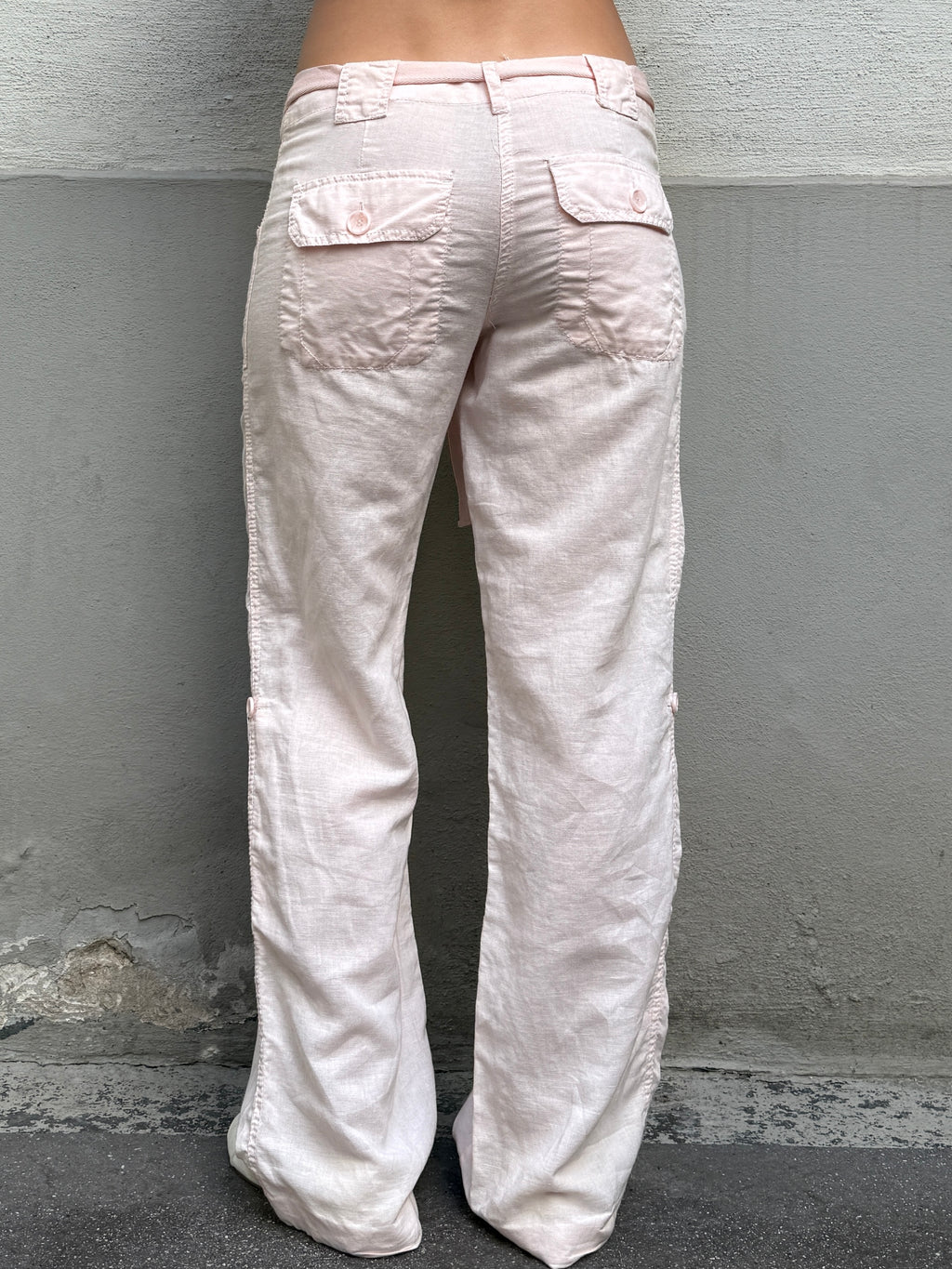 Vintage Linen Light Baby Pink Trousers M/EU 38