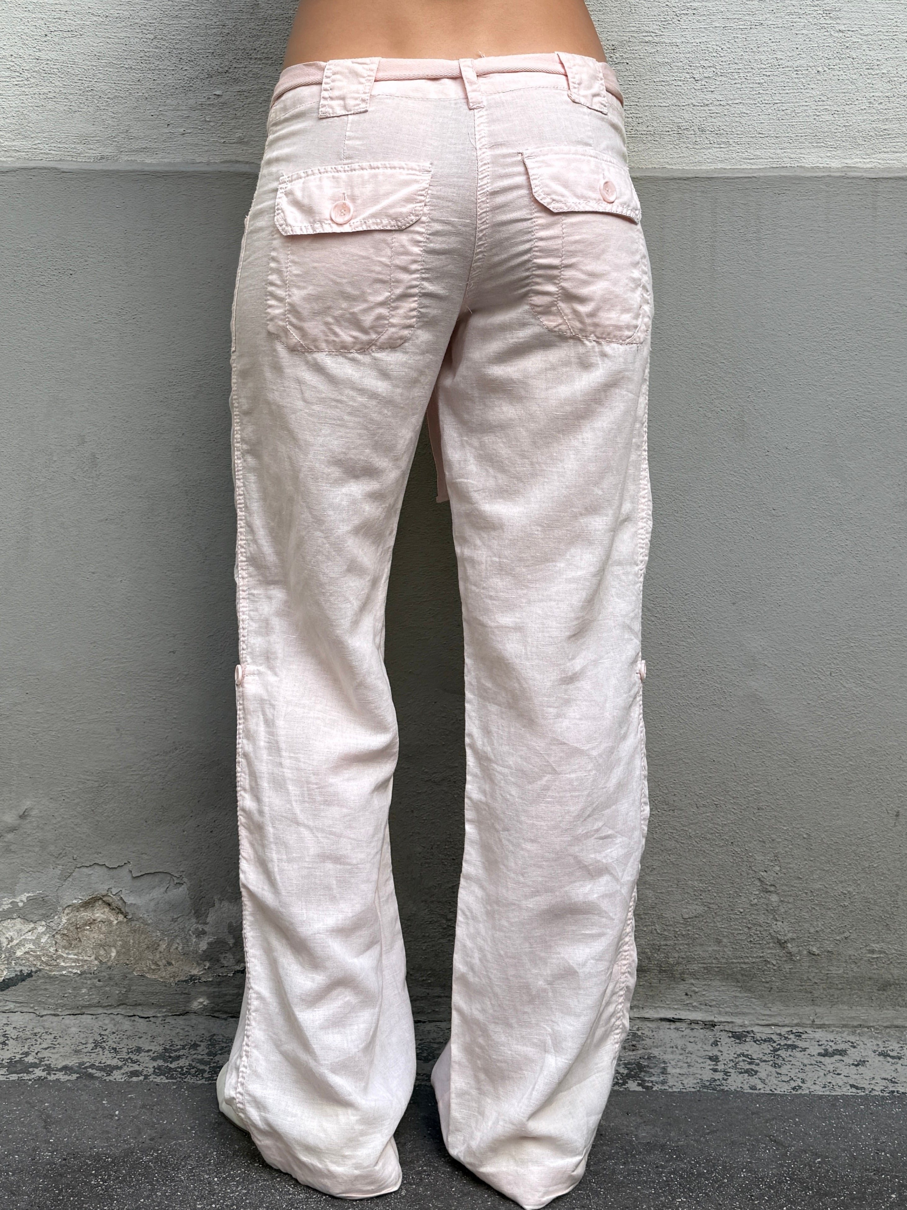 Vintage Linen Light Baby Pink Trousers M/EU 38