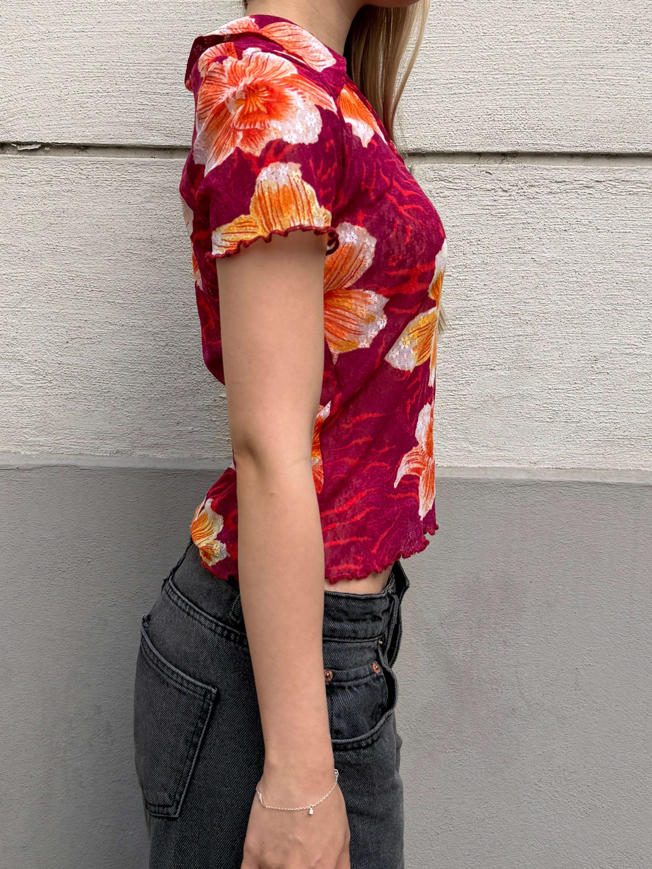 KENZO Lace Floral Collared Top S