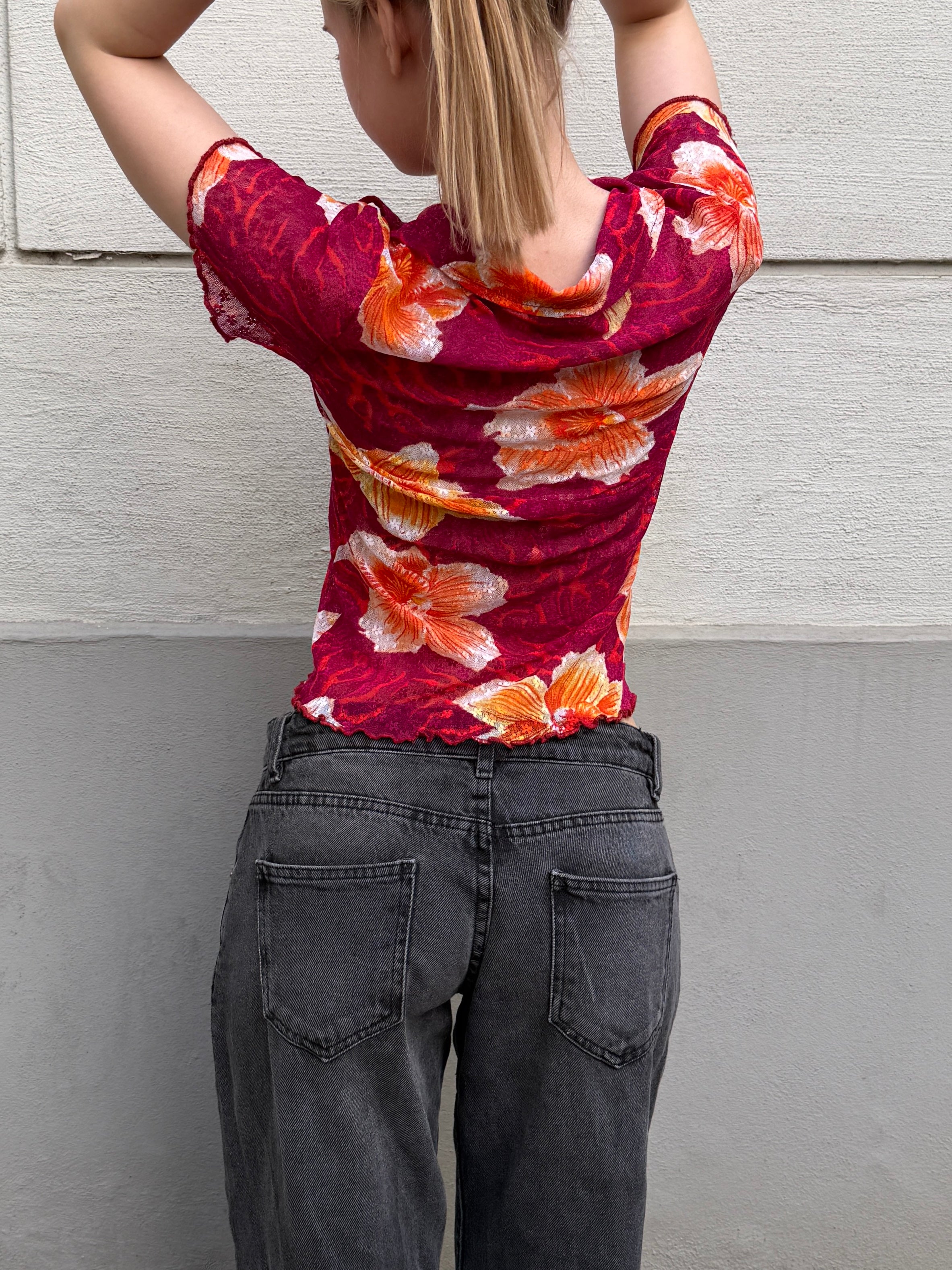 KENZO Lace Floral Collared Top S