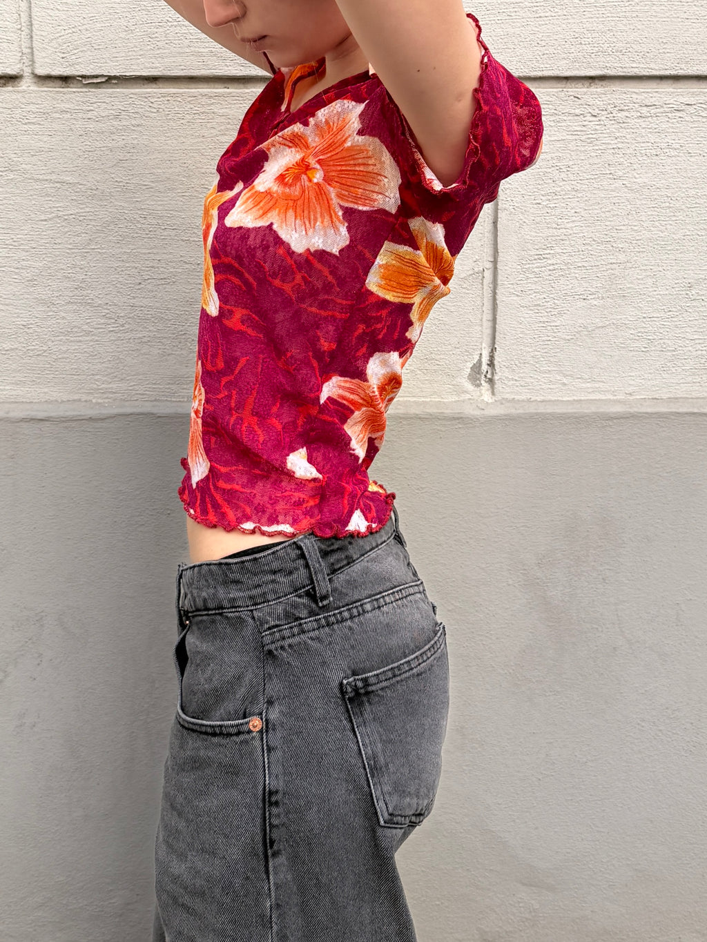 KENZO Lace Floral Collared Top S
