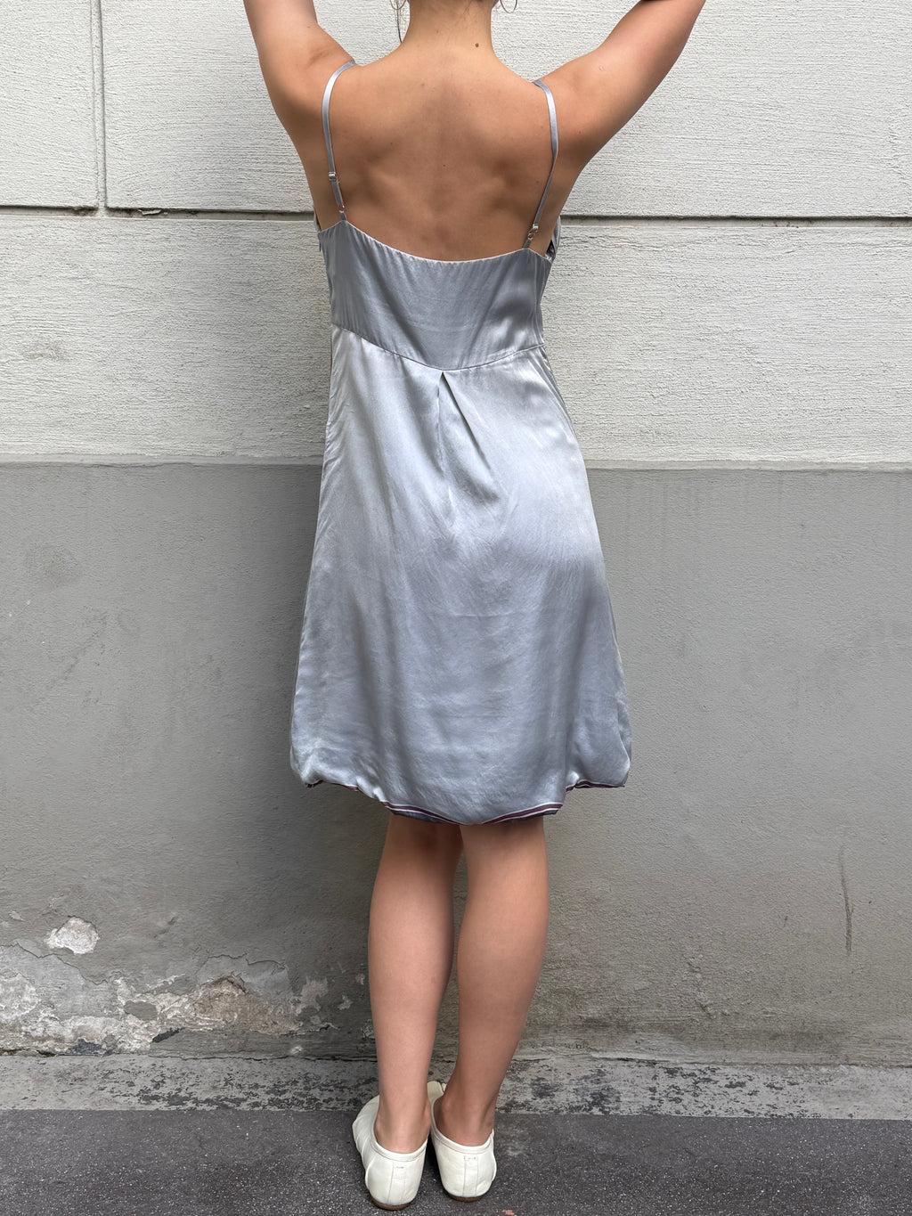 Vintage 100% Silk Light Blue Floral Mini Dress M