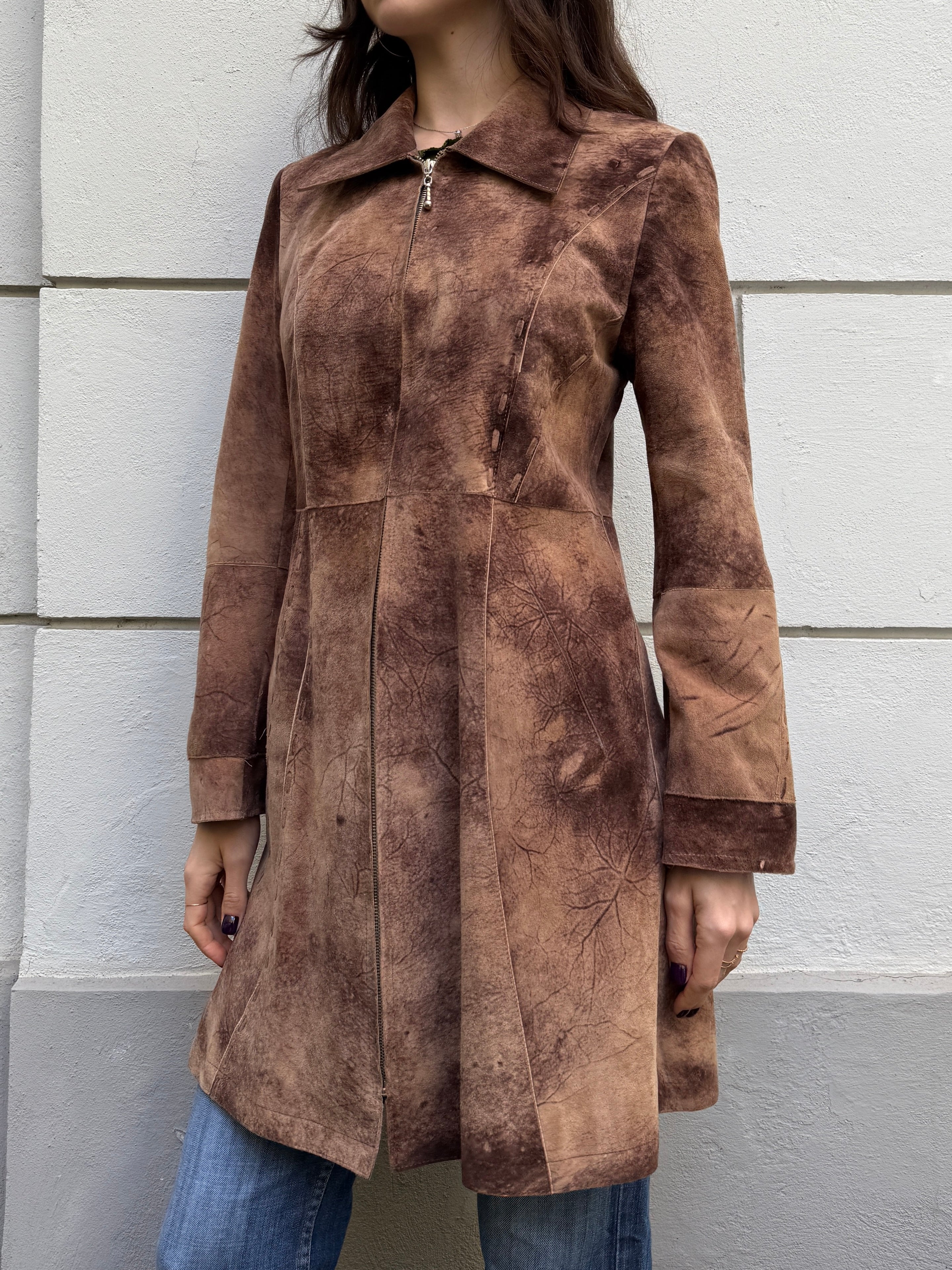 Vintage 100% Genuine Nappa Suede Leather Brown Jacket M