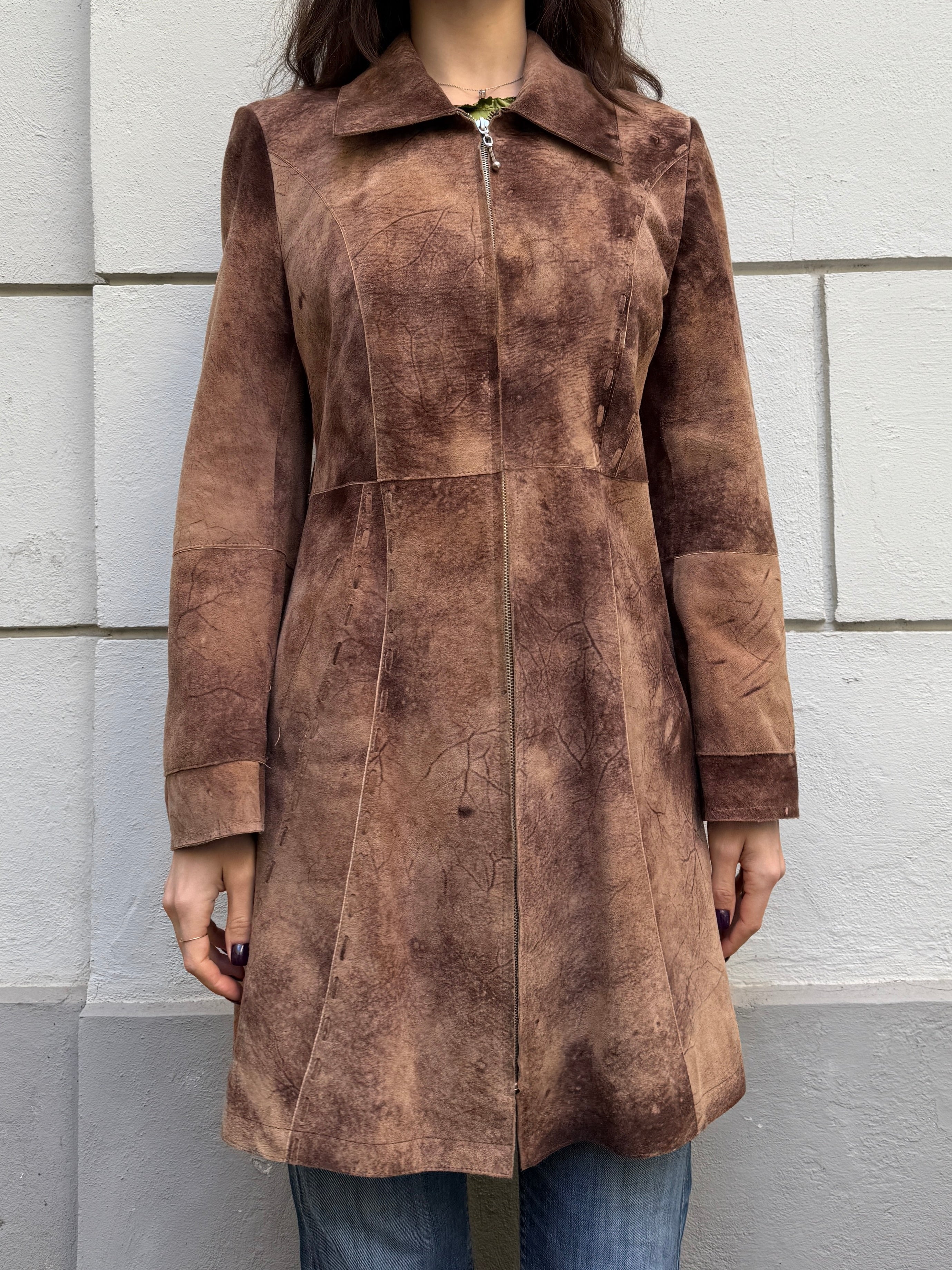 Vintage 100% Genuine Nappa Suede Leather Brown Jacket M