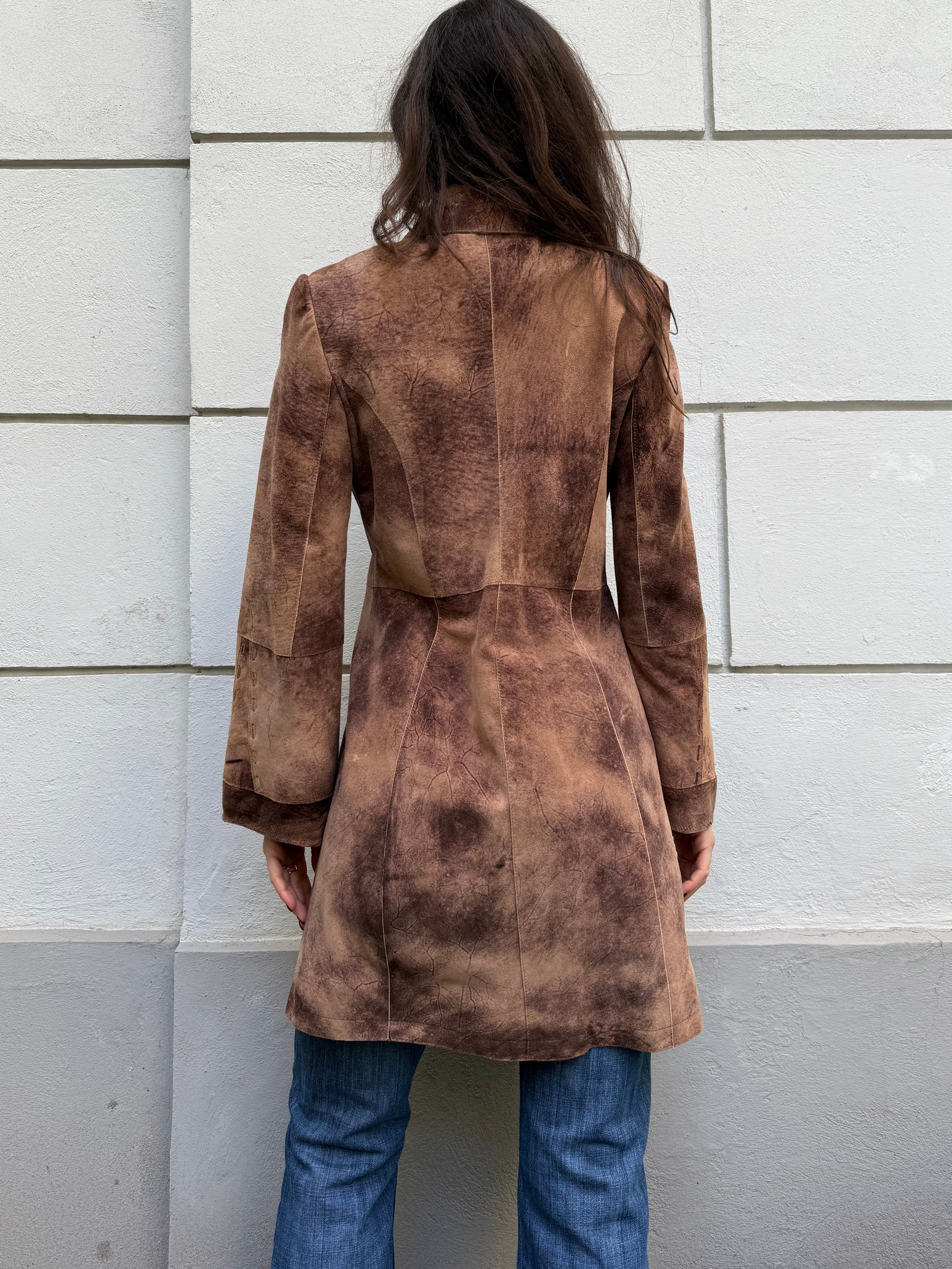 Vintage 100% Genuine Nappa Suede Leather Brown Jacket M