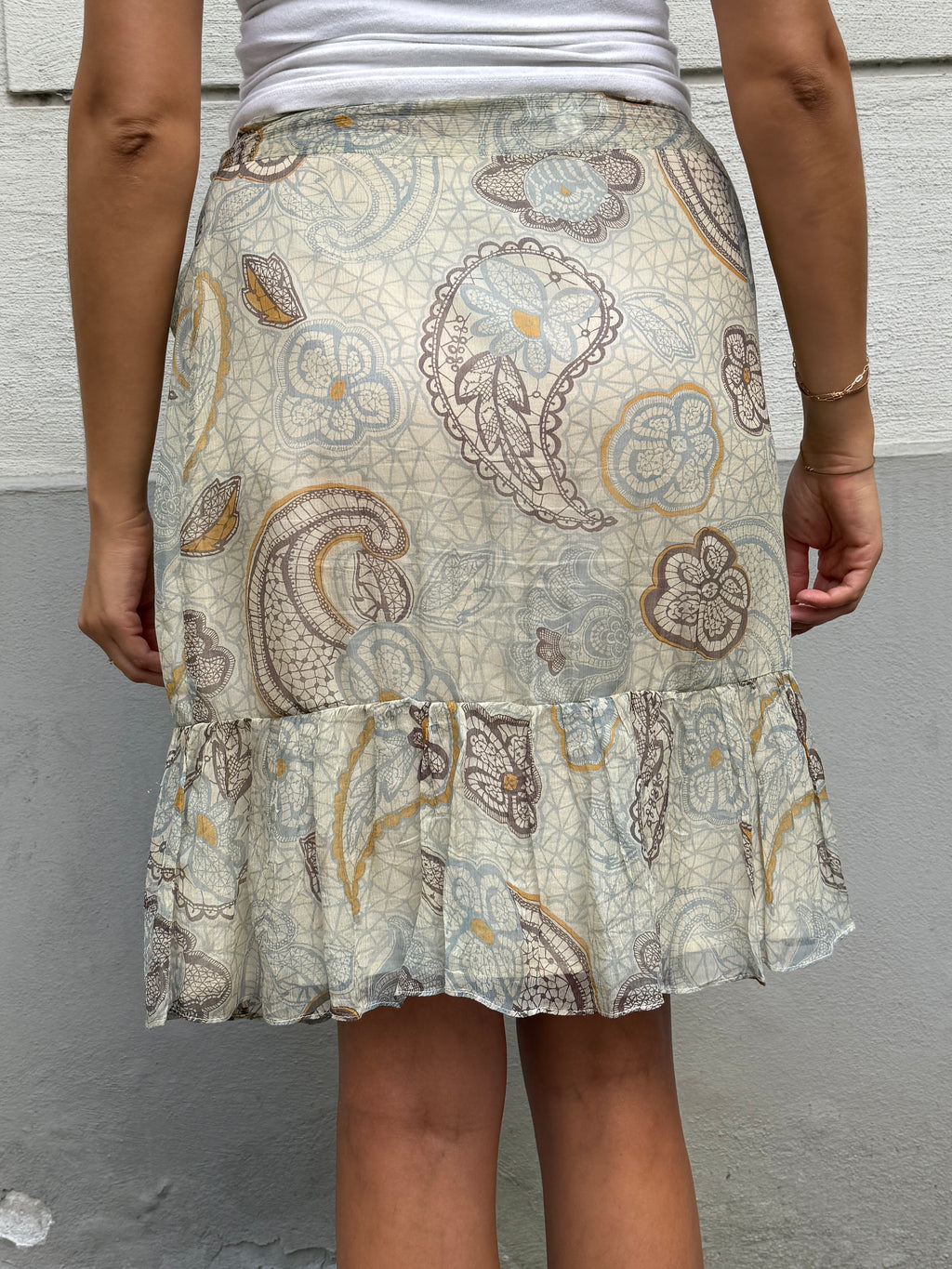 MNG Y2K 100% Silk Wrap Skirt L