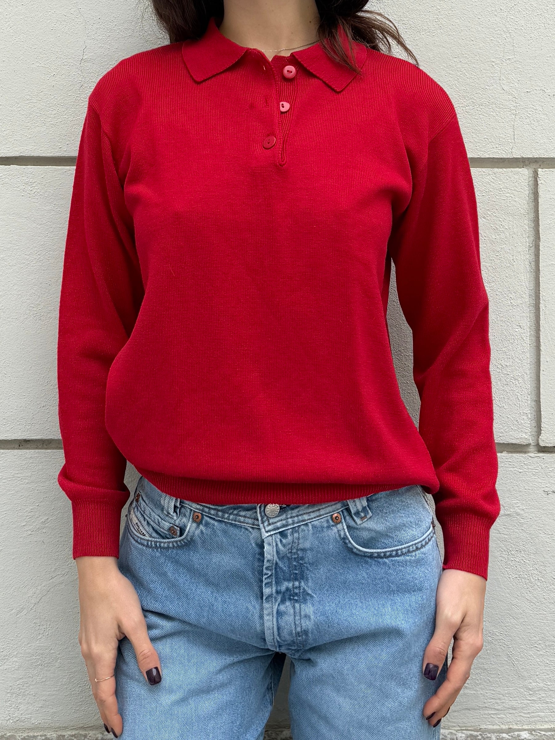 Vintage Wool Blend Collared Long Sleeve Sweater S/M