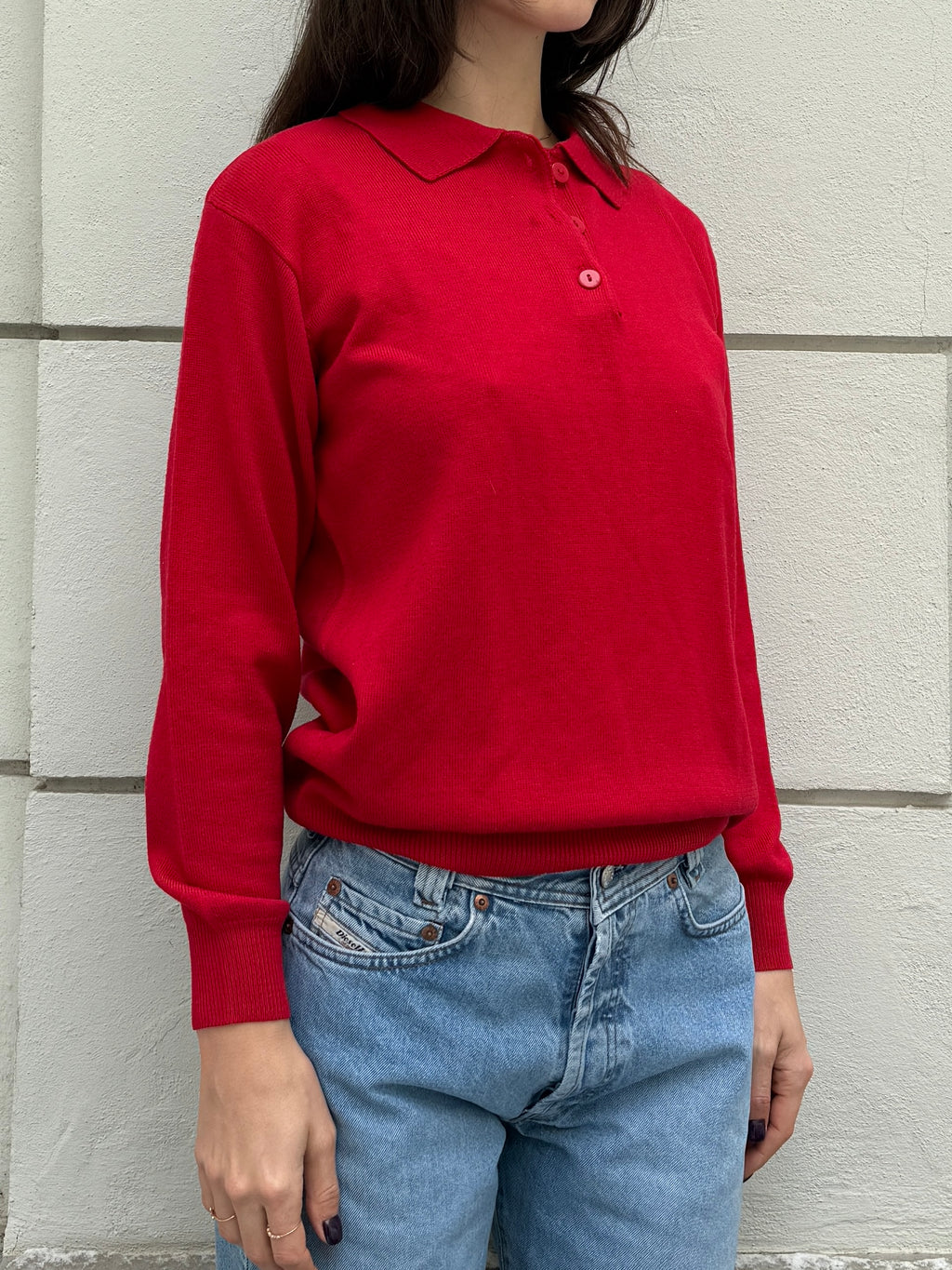 Vintage Wool Blend Collared Long Sleeve Sweater S/M