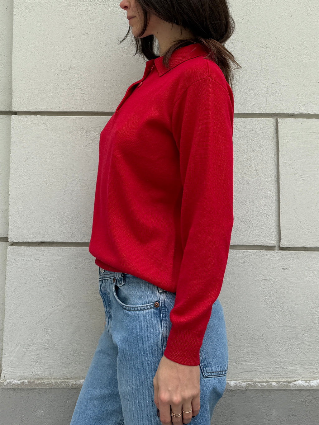 Vintage Wool Blend Collared Long Sleeve Sweater S/M