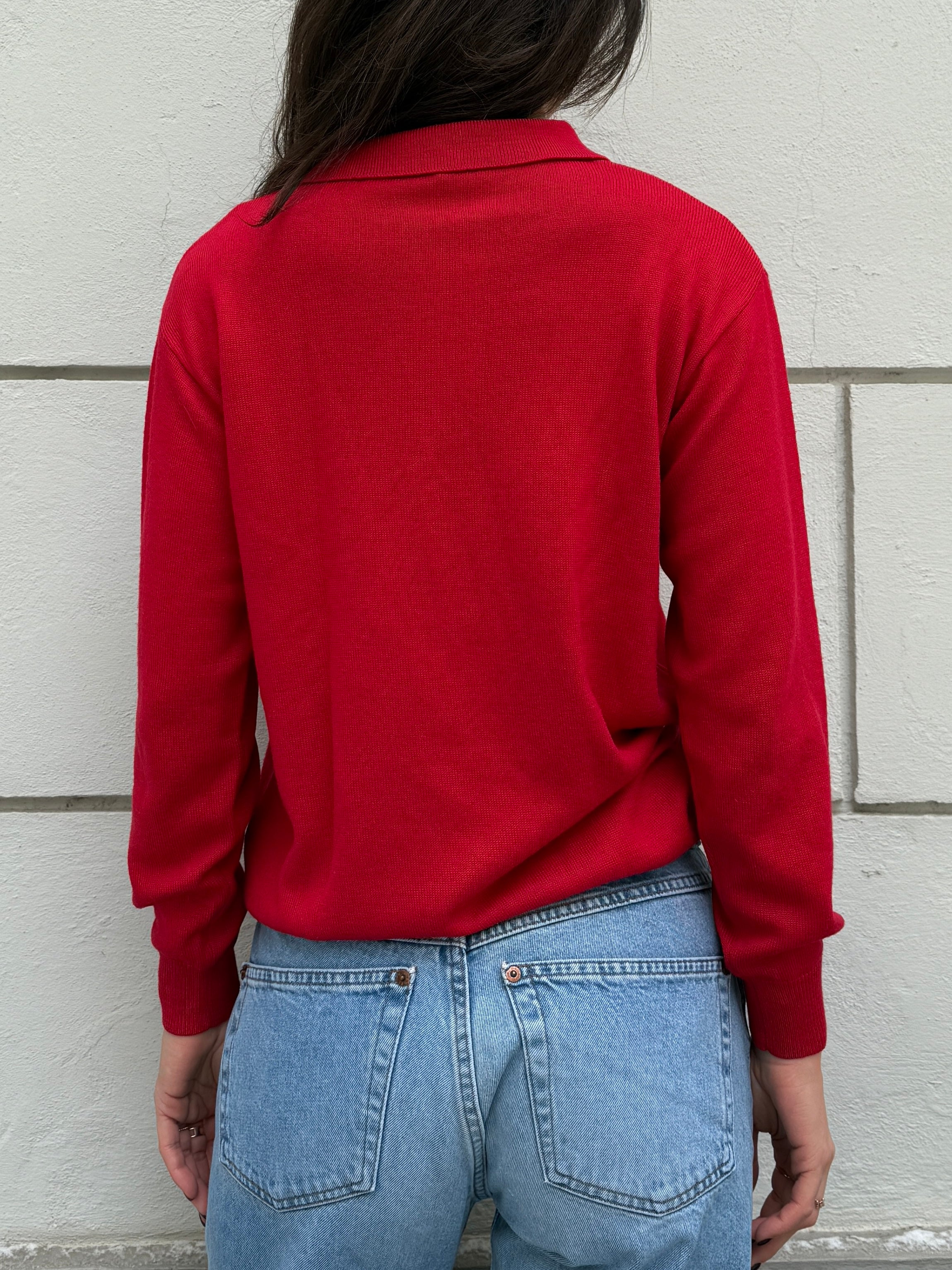 Vintage Wool Blend Collared Long Sleeve Sweater S/M