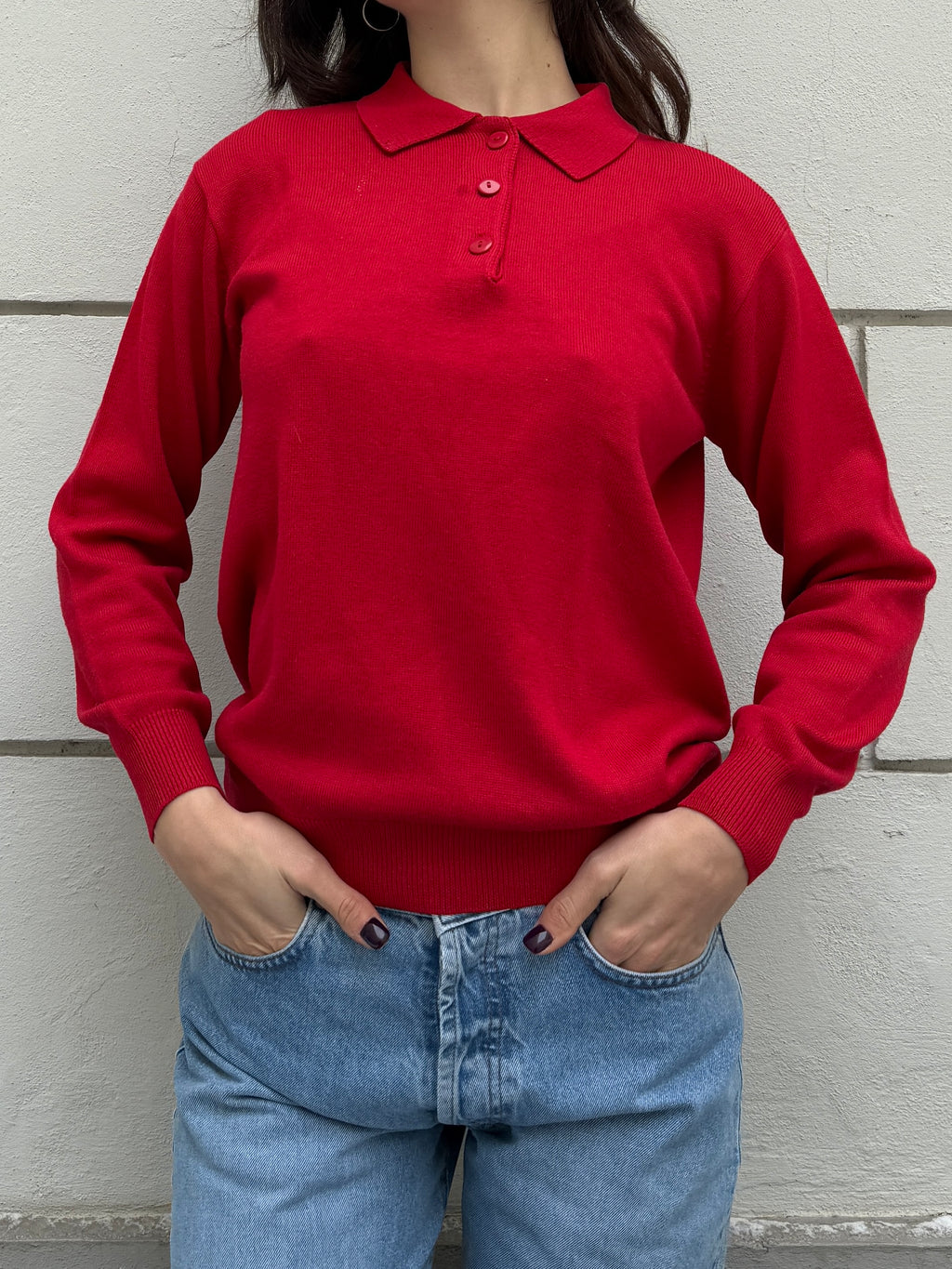 Vintage Wool Blend Collared Long Sleeve Sweater S/M