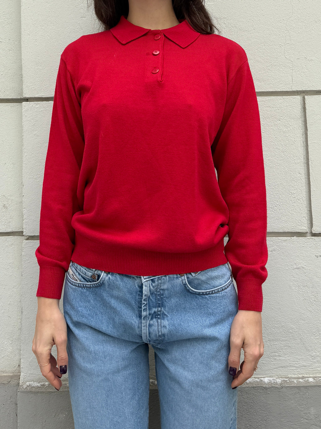 Vintage Wool Blend Collared Long Sleeve Sweater S/M