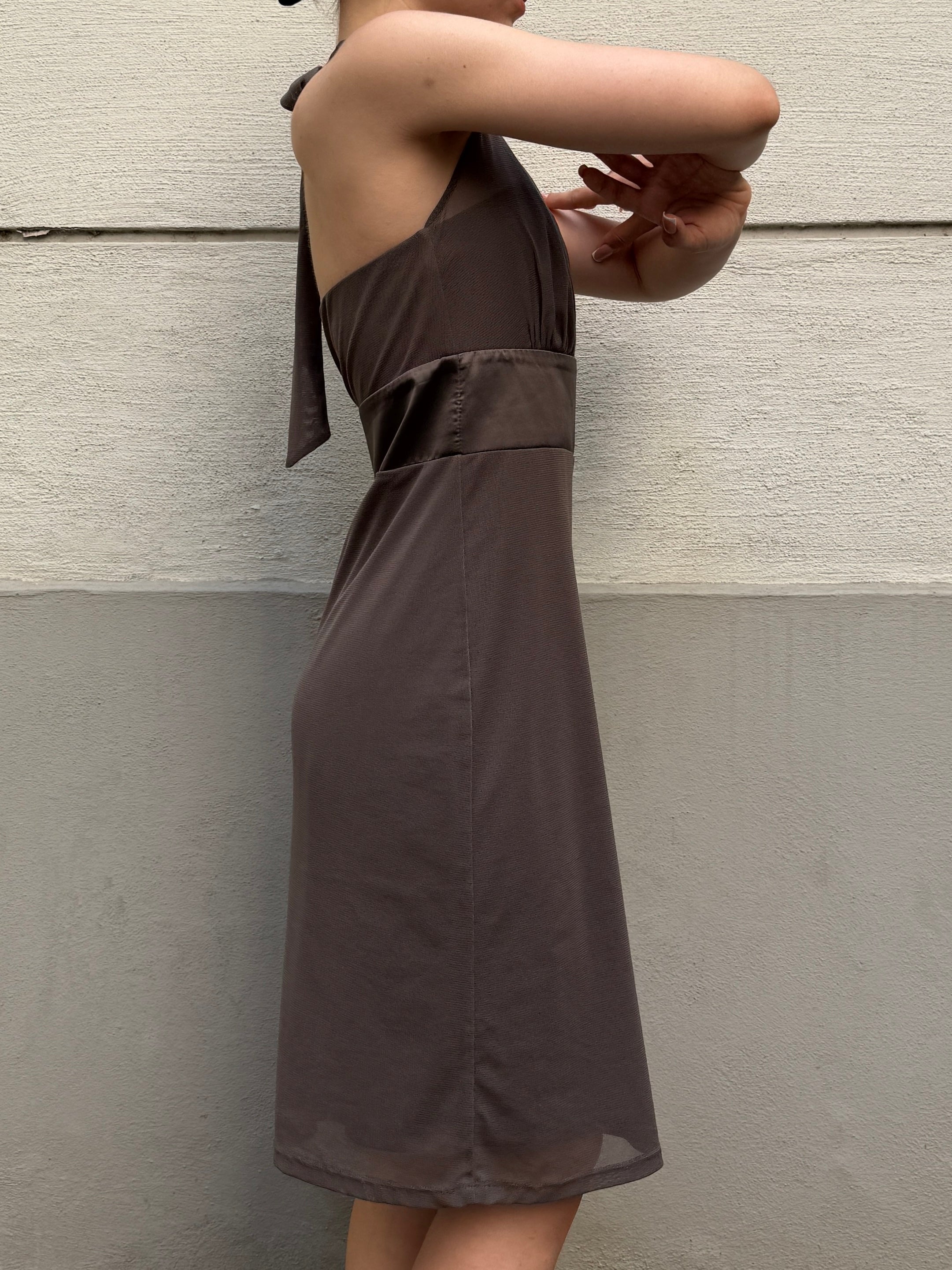 Vintage Y2K Taupe Mesh Sequin Dress S