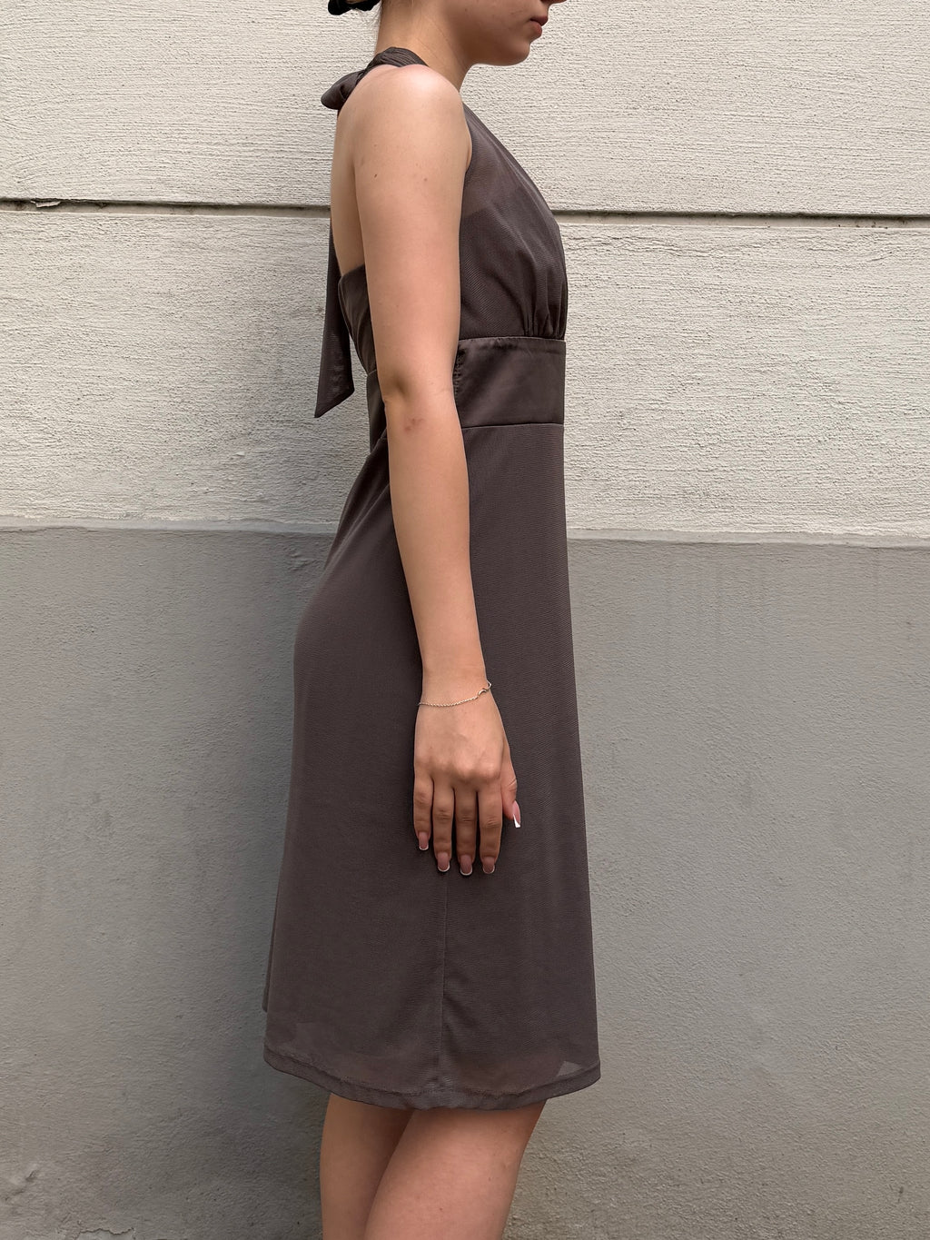 Vintage Y2K Taupe Mesh Sequin Dress S