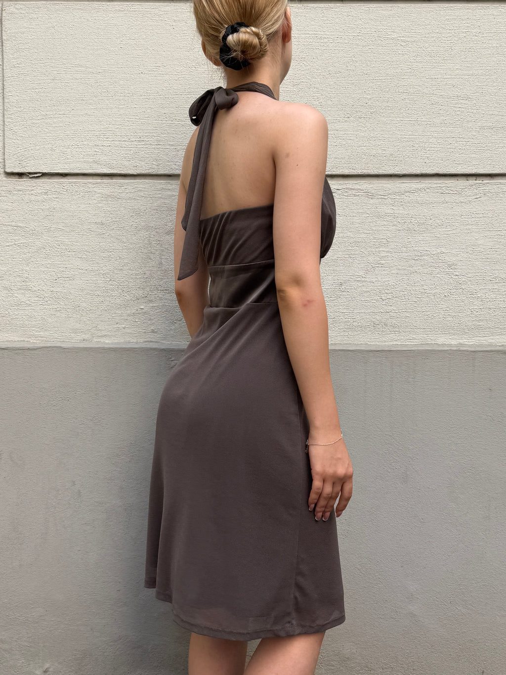 Vintage Y2K Taupe Mesh Sequin Dress S