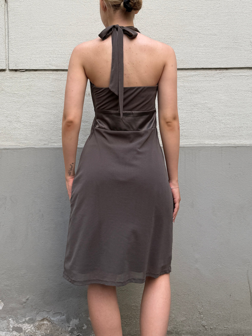 Vintage Y2K Taupe Mesh Sequin Dress S