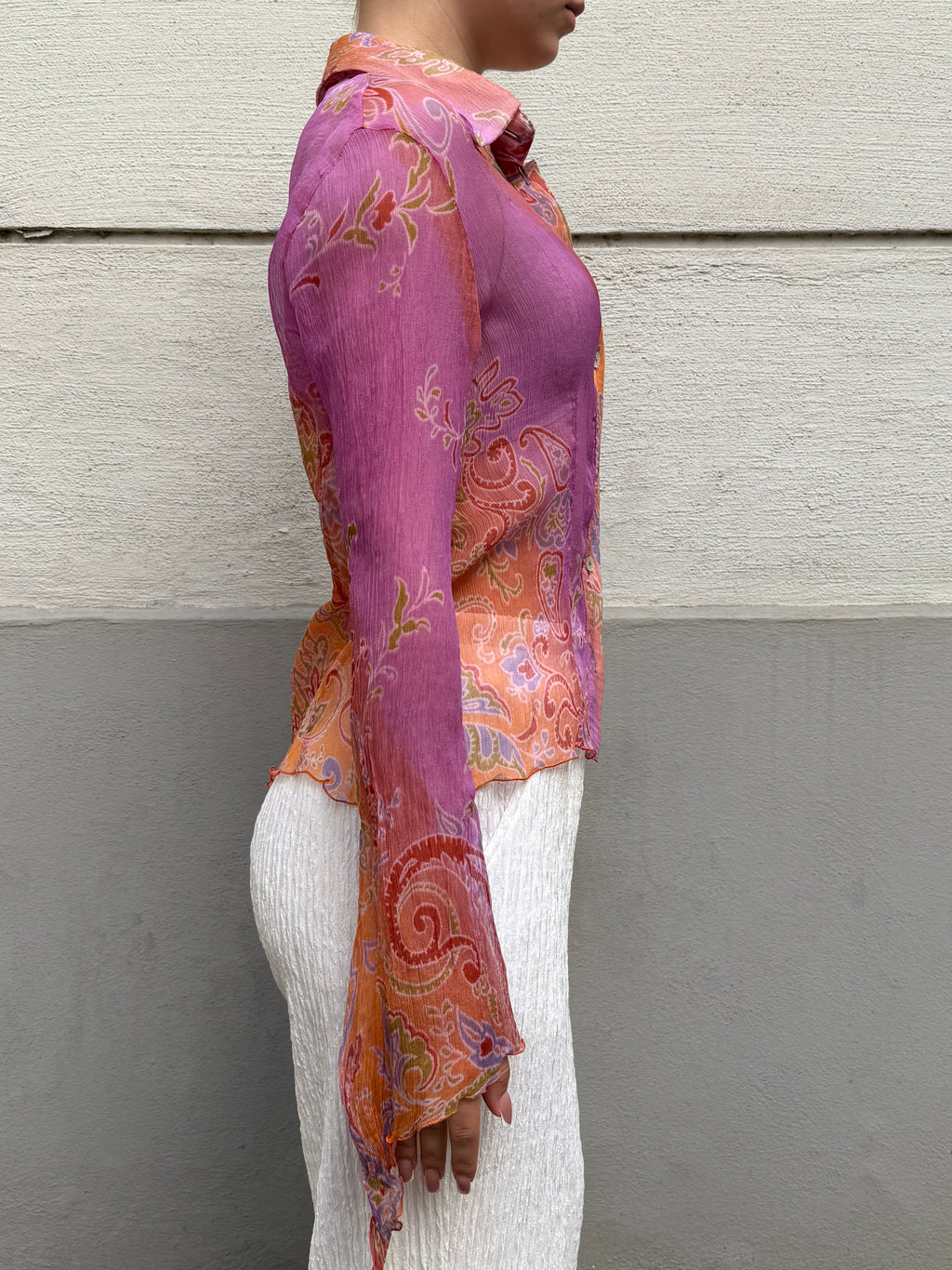 Vintage 100% Silk Button Down Paisley Blouse S