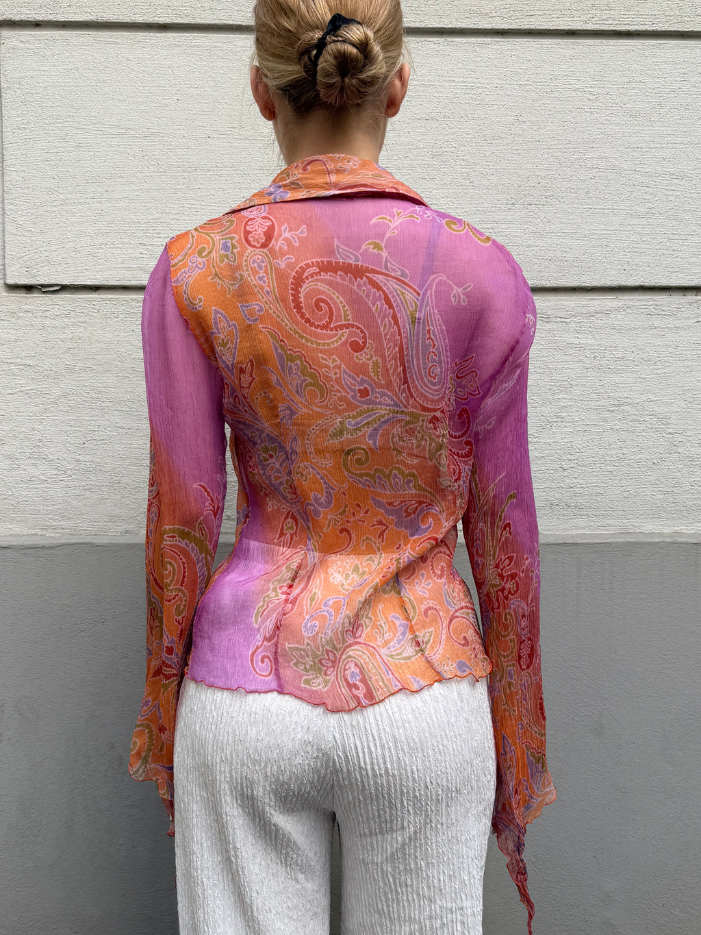 Vintage 100% Silk Button Down Paisley Blouse S