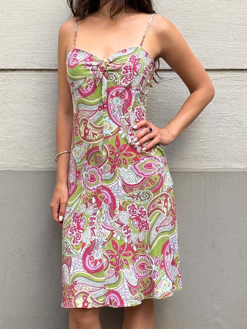 Vintage 100% Viscose Paisley Midi Dress S
