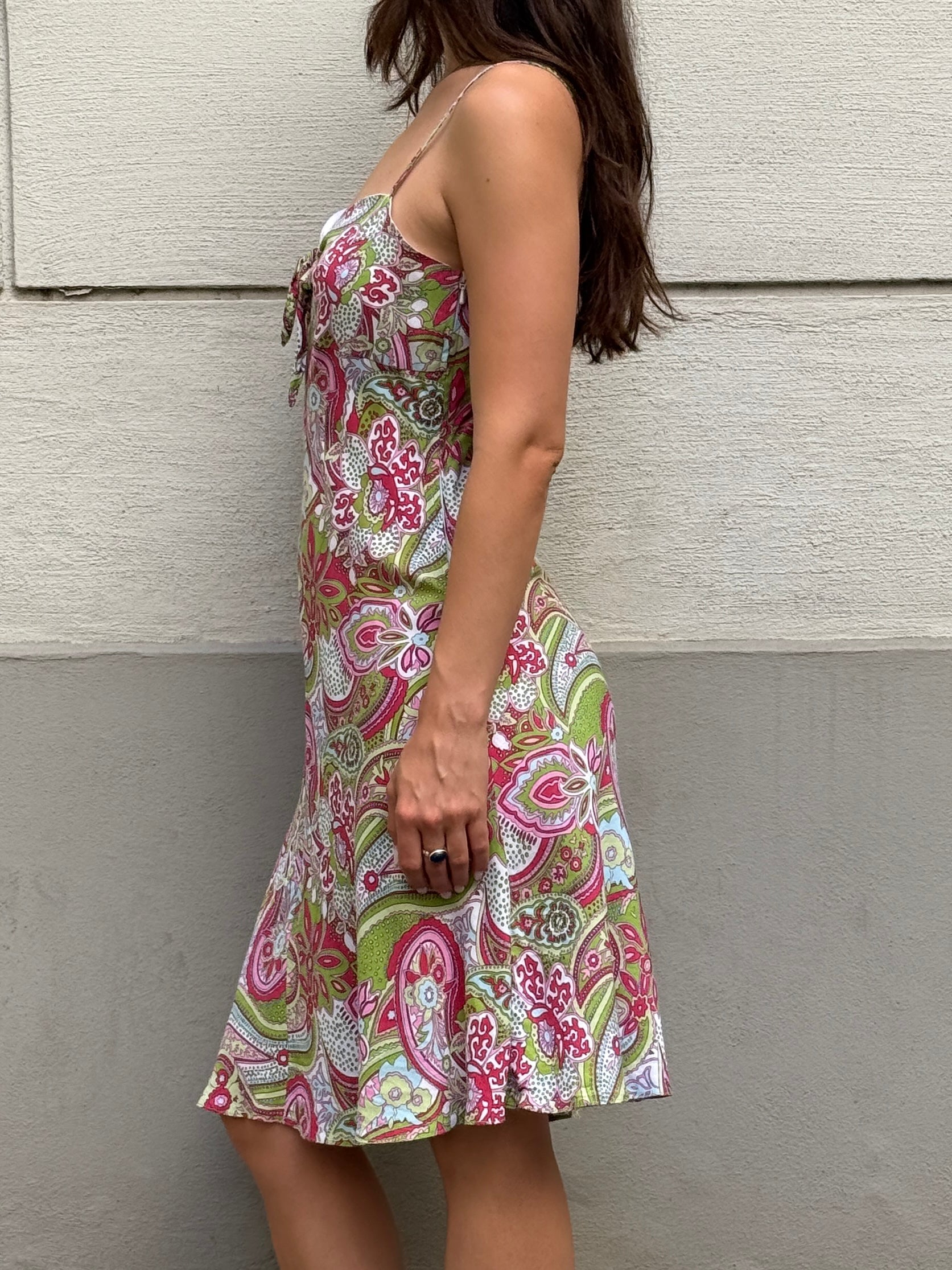 Vintage 100% Viscose Paisley Midi Dress S
