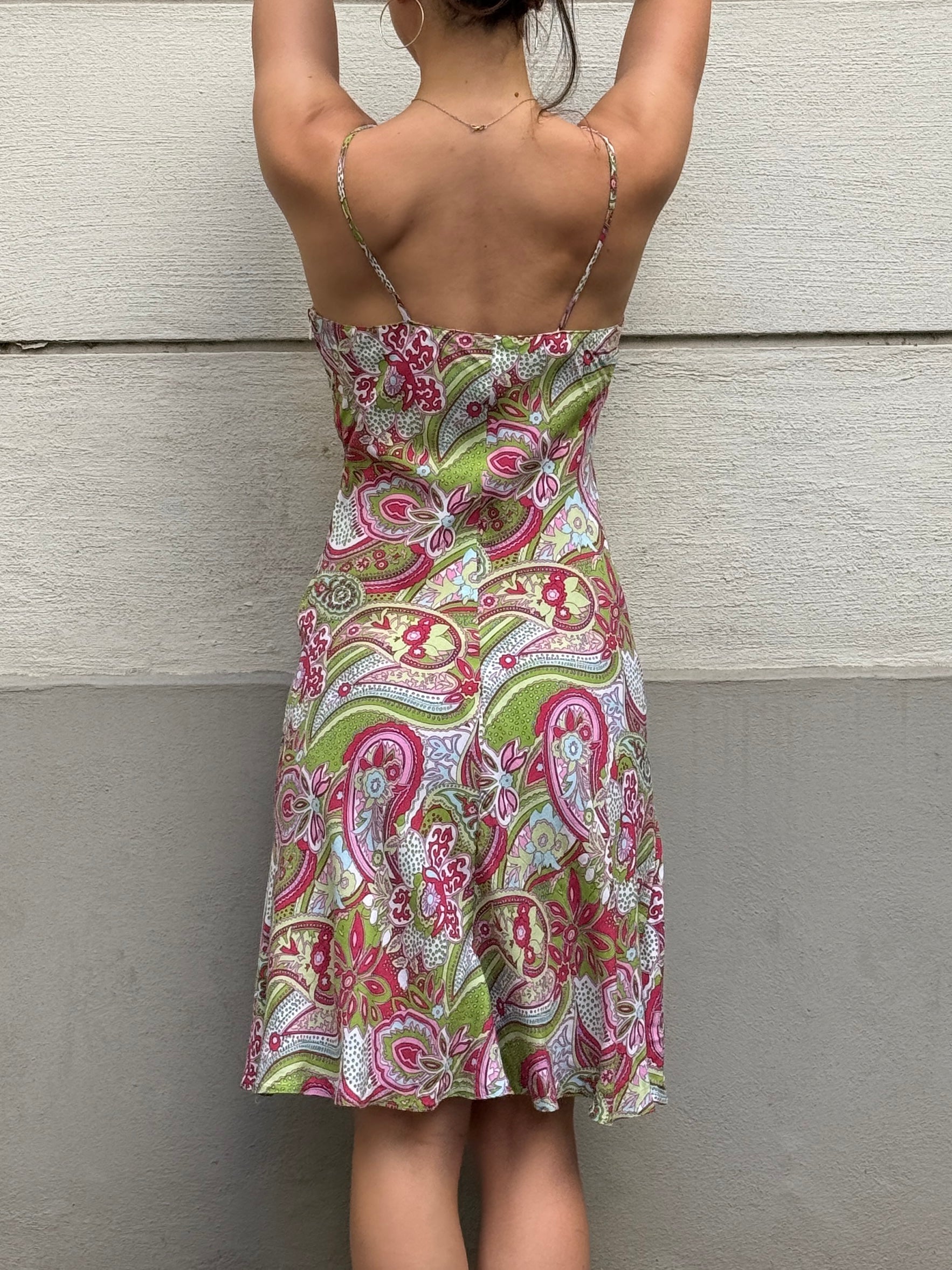 Vintage 100% Viscose Paisley Midi Dress S