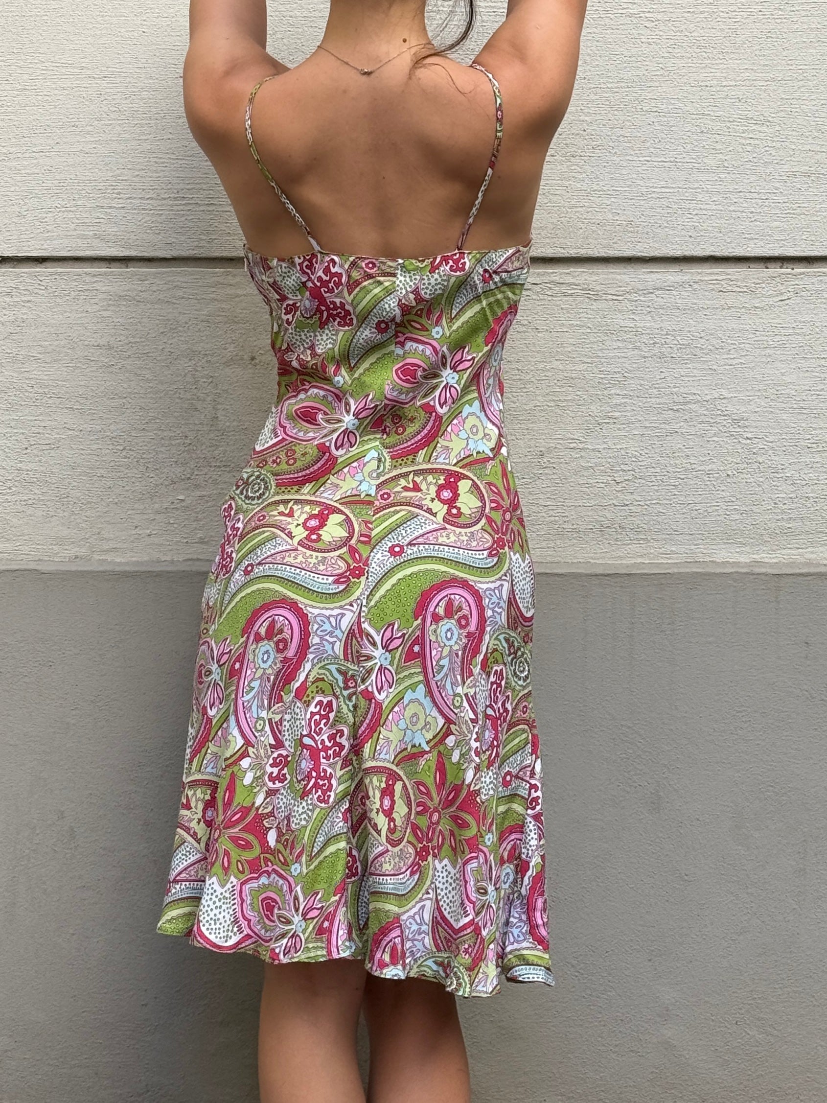 Vintage 100% Viscose Paisley Midi Dress S