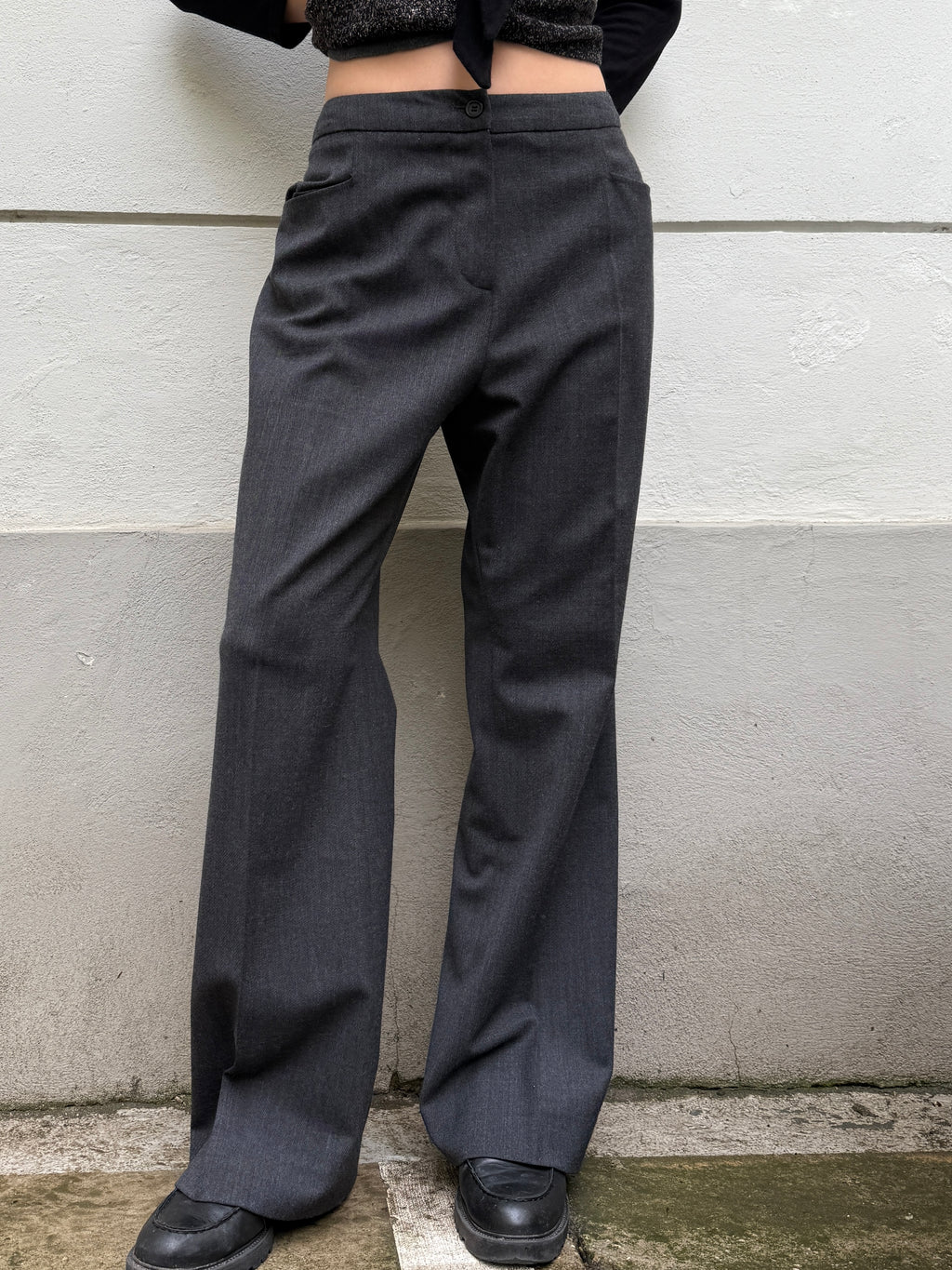 Vintage Gray Wool Blend Slouchy/Straight Leg Trousers L