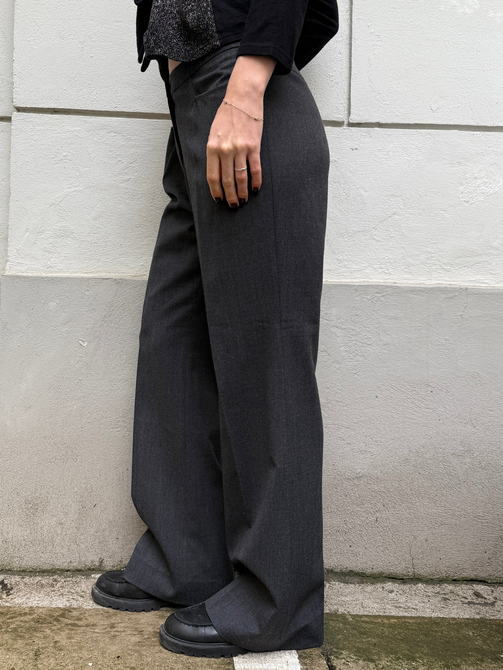 Vintage Gray Wool Blend Slouchy/Straight Leg Trousers L