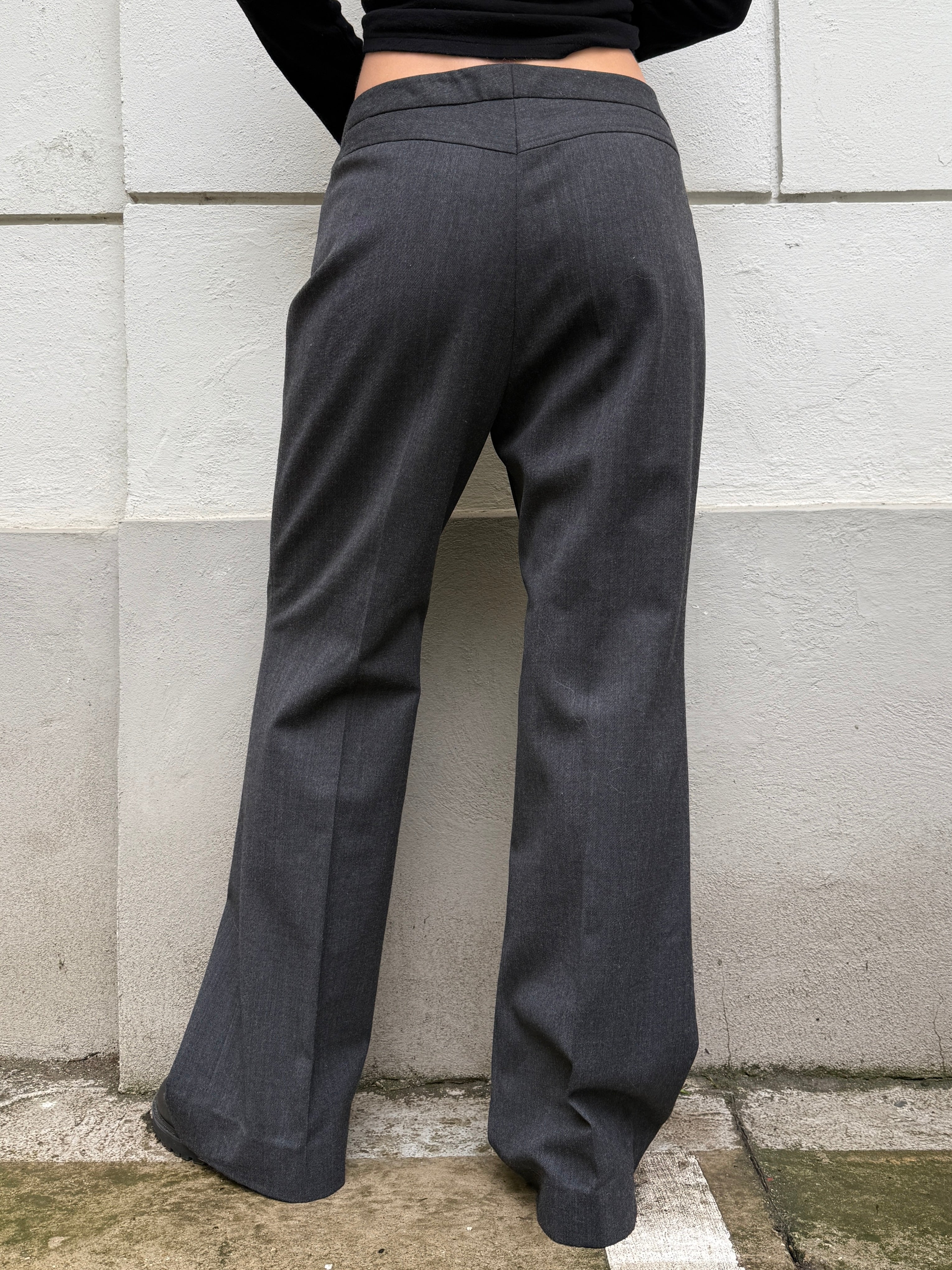 Vintage Gray Wool Blend Slouchy/Straight Leg Trousers L