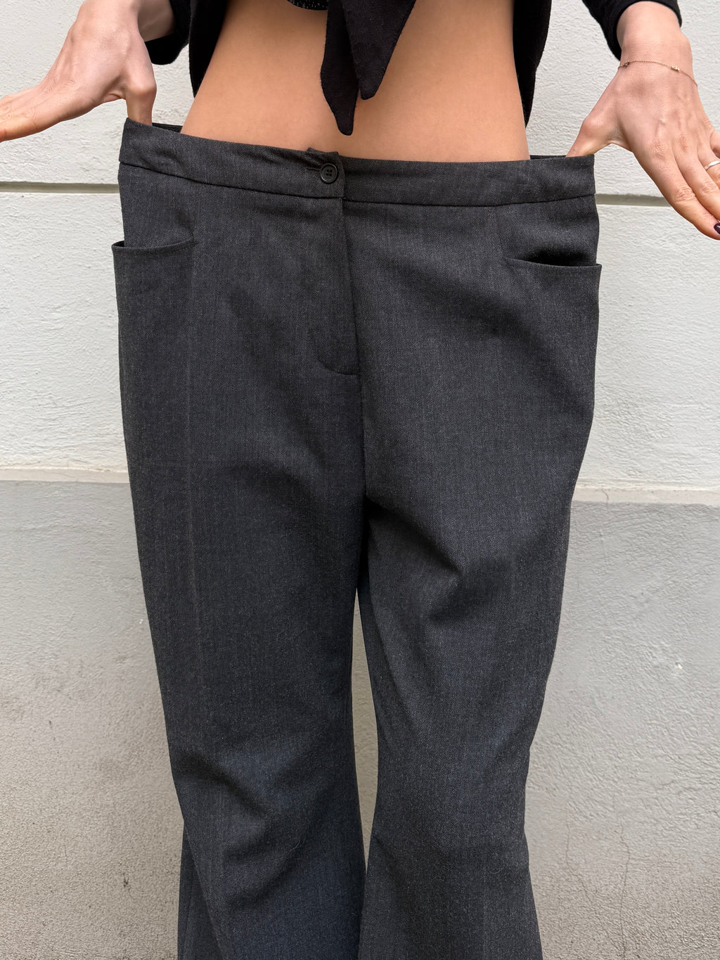 Vintage Gray Wool Blend Slouchy/Straight Leg Trousers L