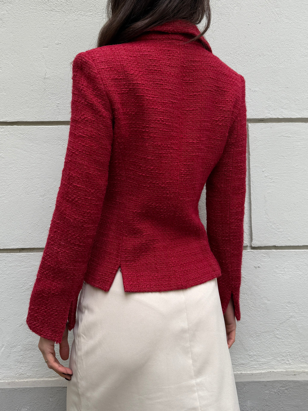 Vintage Deep/Bright Red Tweed Blazer Jacket S