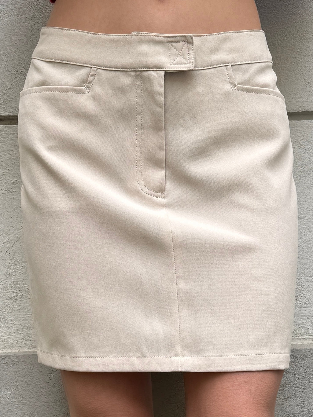 Vintage Cream Minimal Mini Skirt M