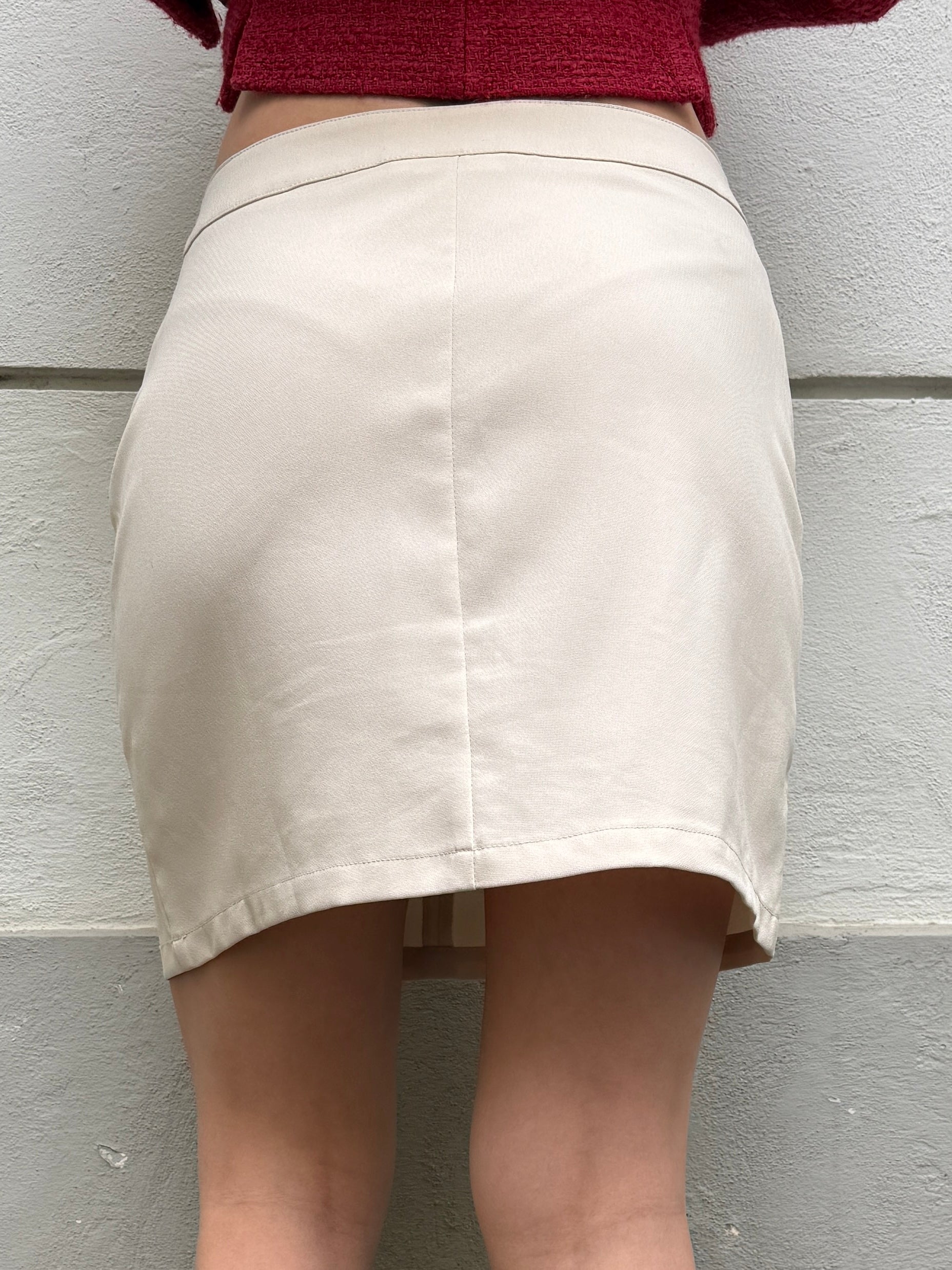 Vintage Cream Minimal Mini Skirt M