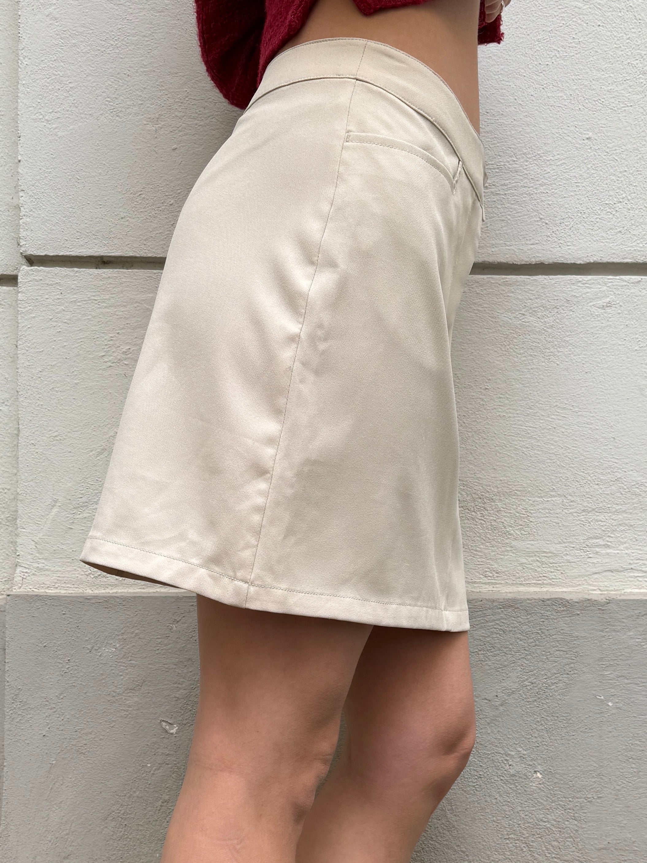 Vintage Cream Minimal Mini Skirt M