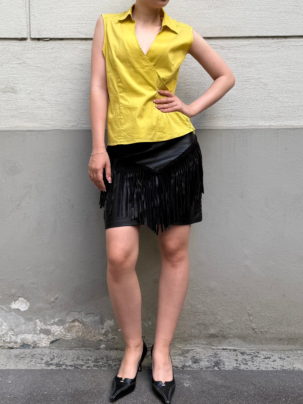 Vintage Y2K Mustard Yellow Cotton Blouse S