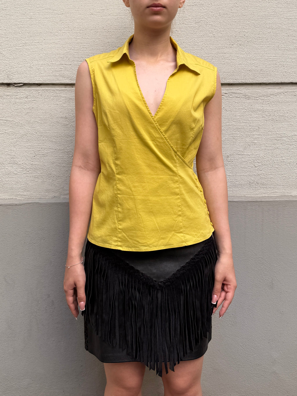 Vintage Y2K Mustard Yellow Cotton Blouse S